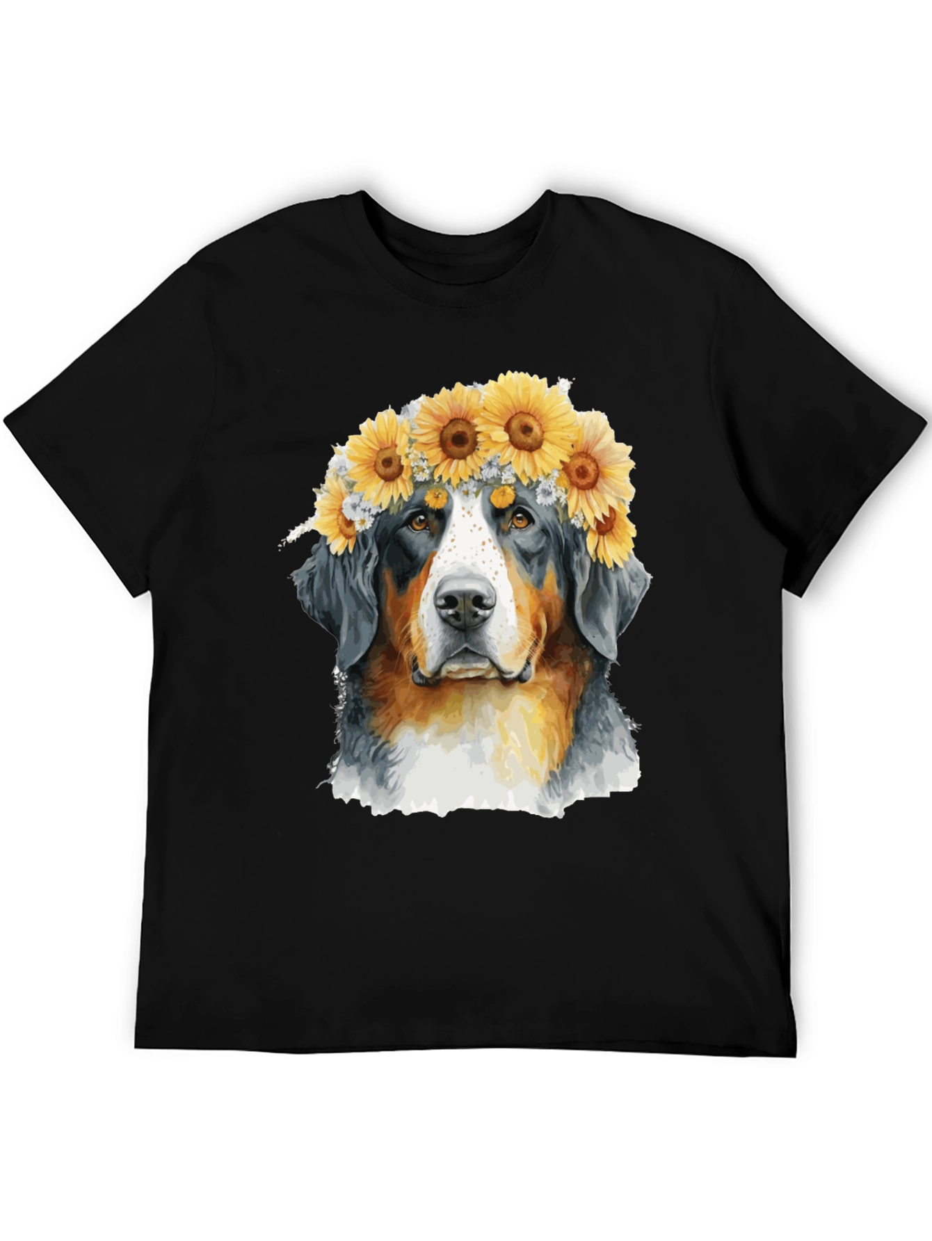 Bernese Mountain Dog Sunflower Crown T-Shirt