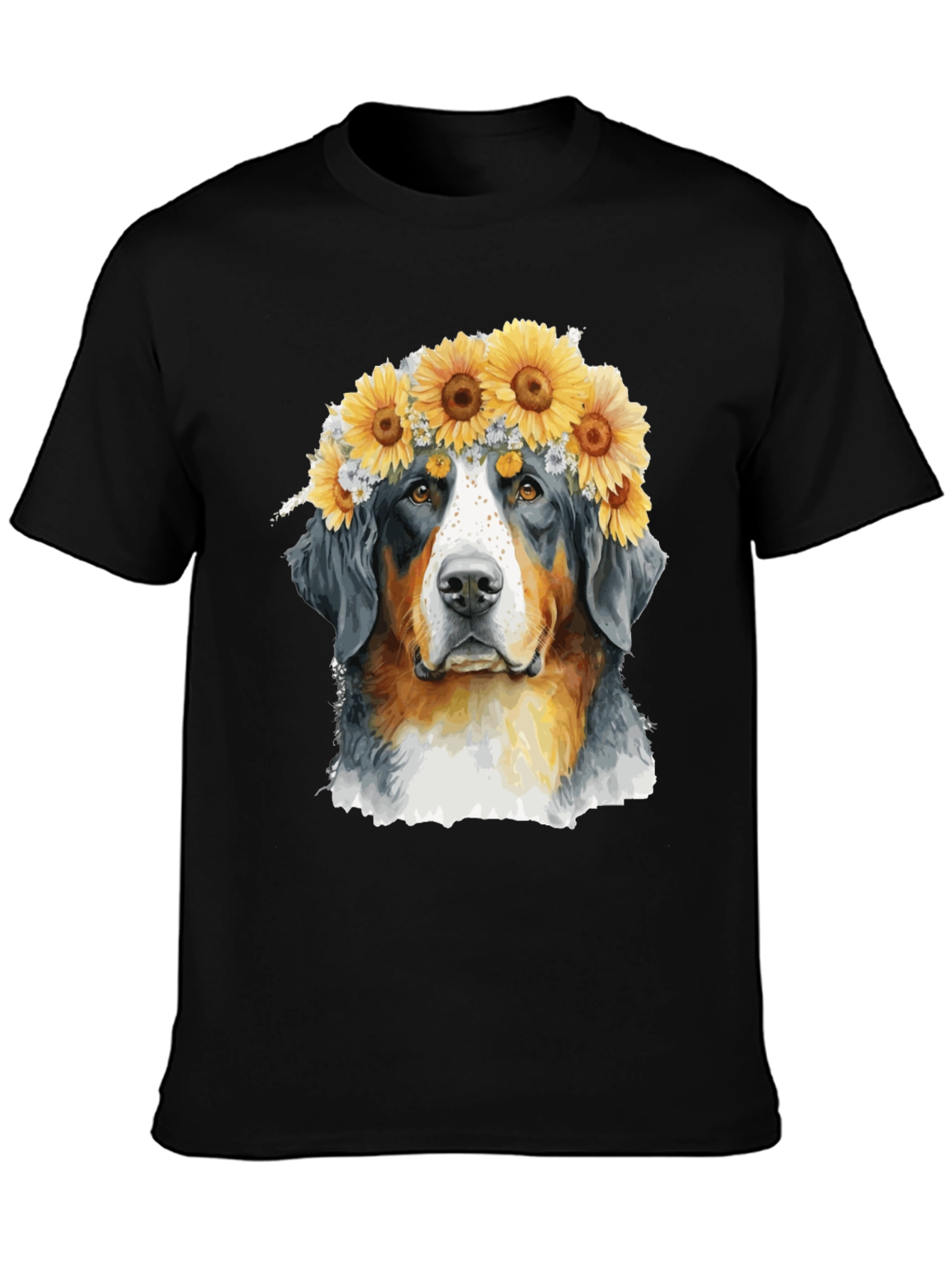 Bernese Mountain Dog Sunflower Crown T-Shirt