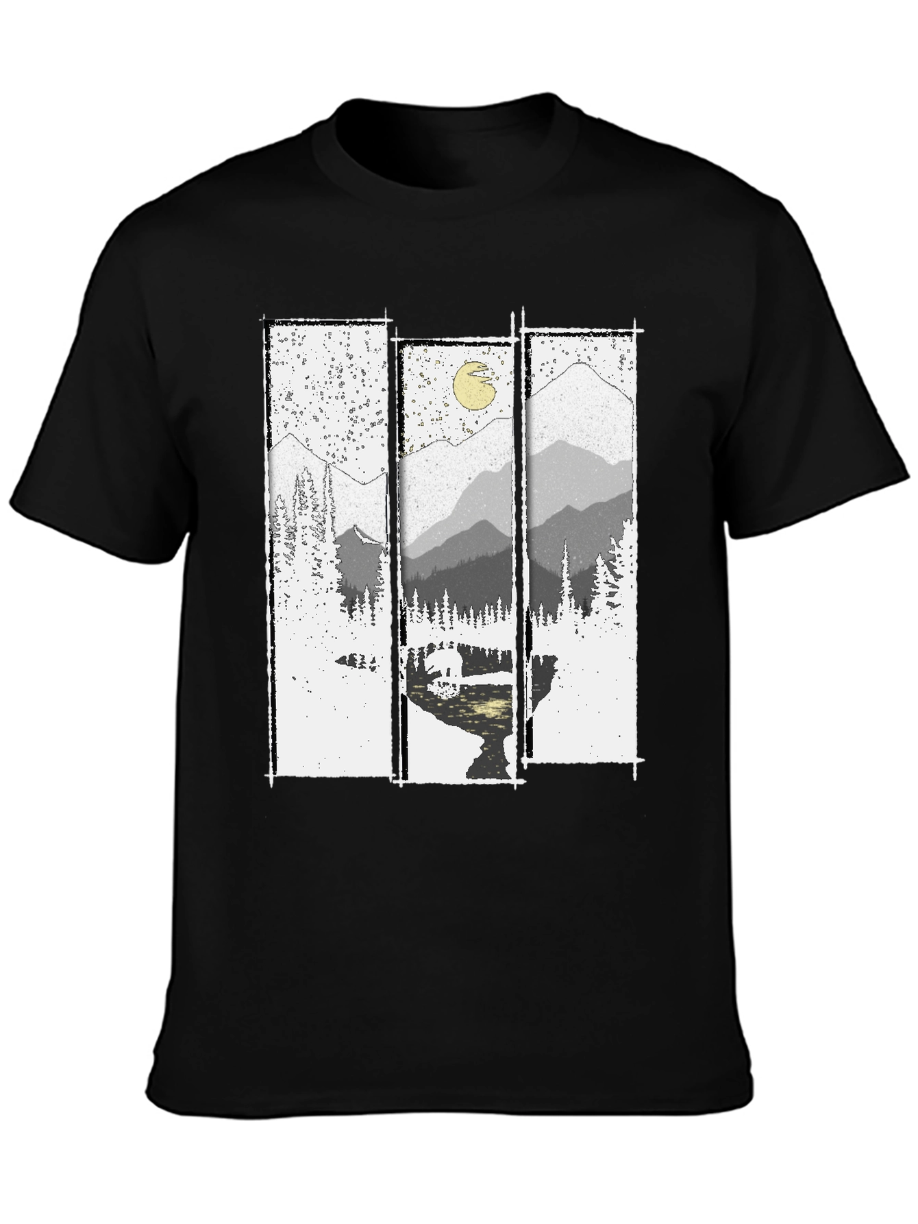 Mountain Vista Graphic Tee - Black Cotton T-Shirt