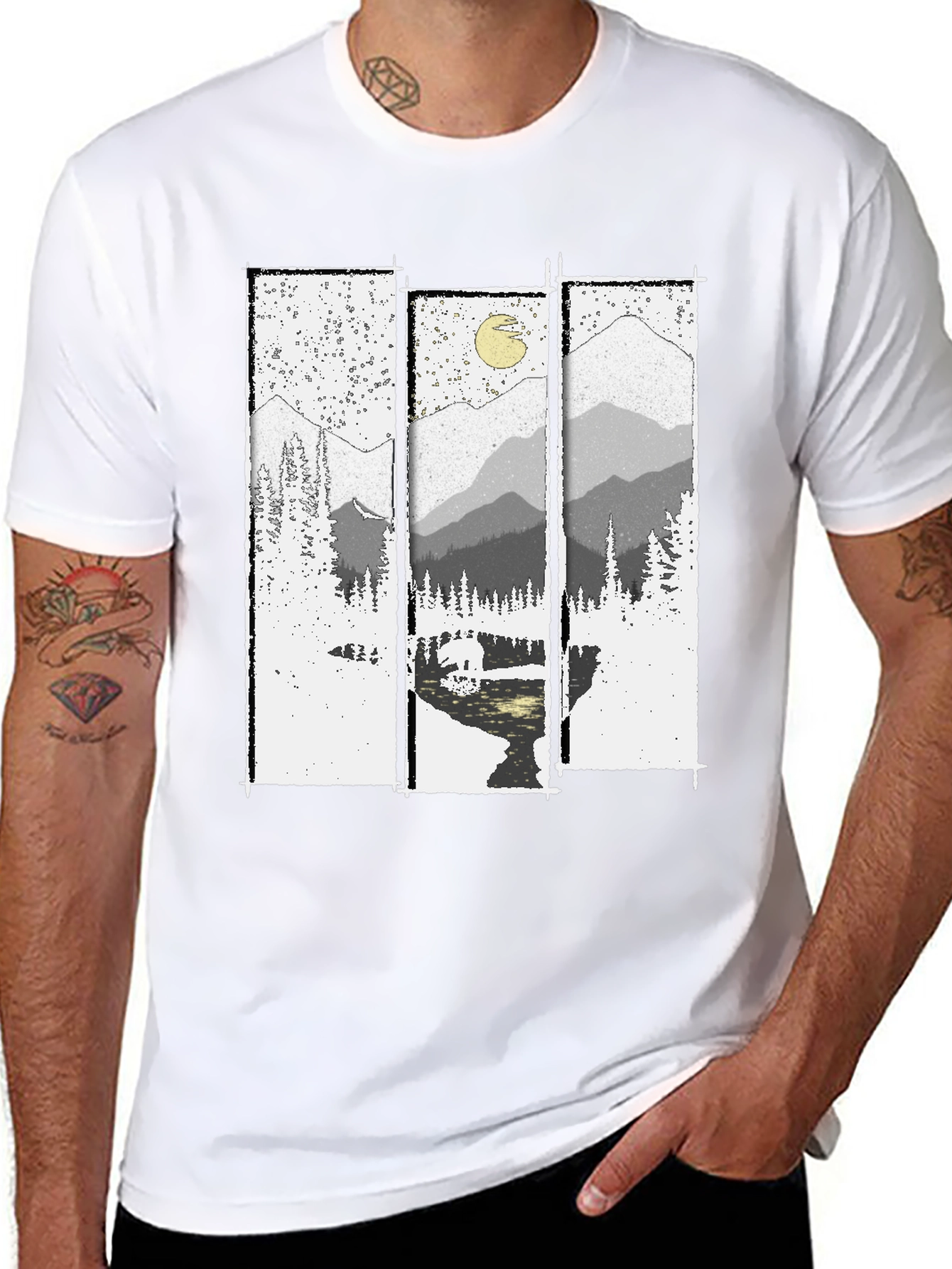 Mountain Vista Graphic Tee - Black Cotton T-Shirt