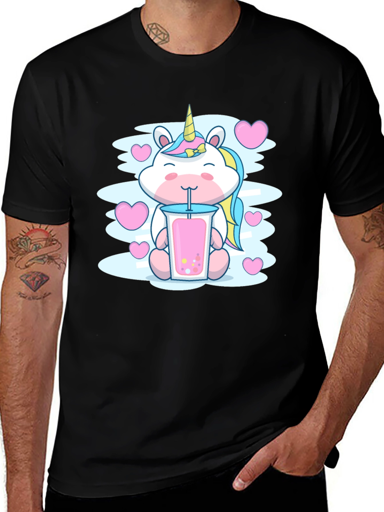 Cute Unicorn Bubble Tea Graphic T-Shirt