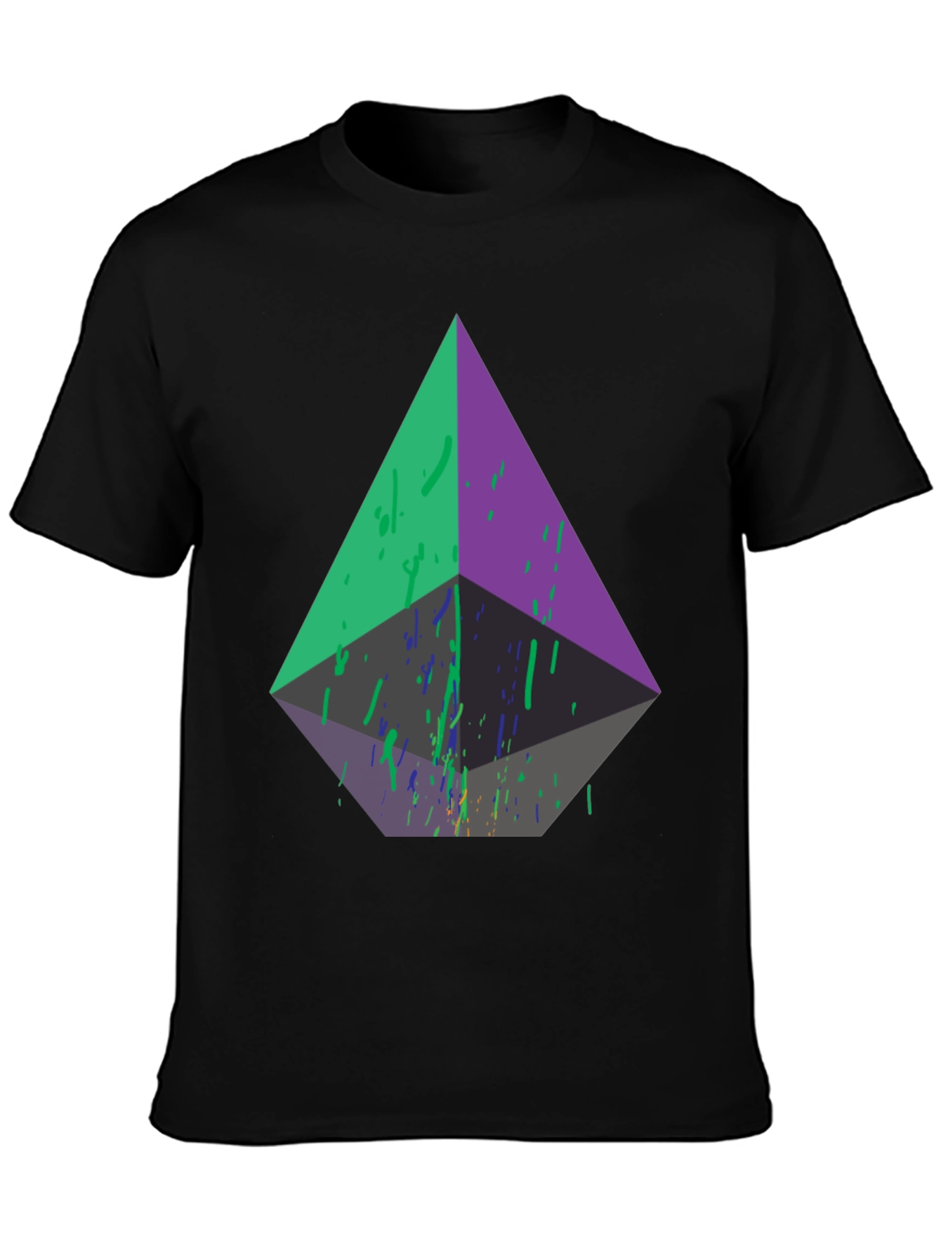 Abstract Geometric Black Tee