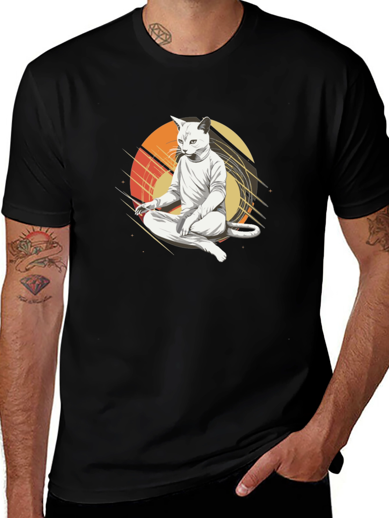 Zen Cat T-Shirt - Meditating Feline Tee