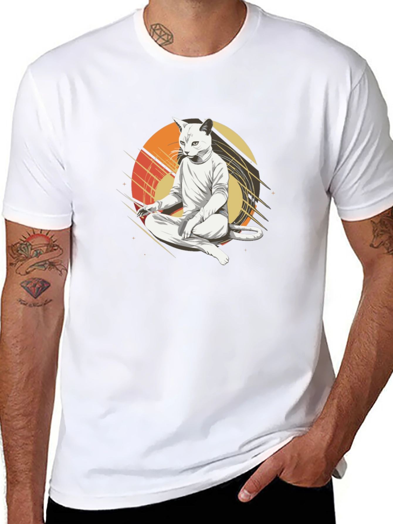 Zen Cat T-Shirt - Meditating Feline Tee
