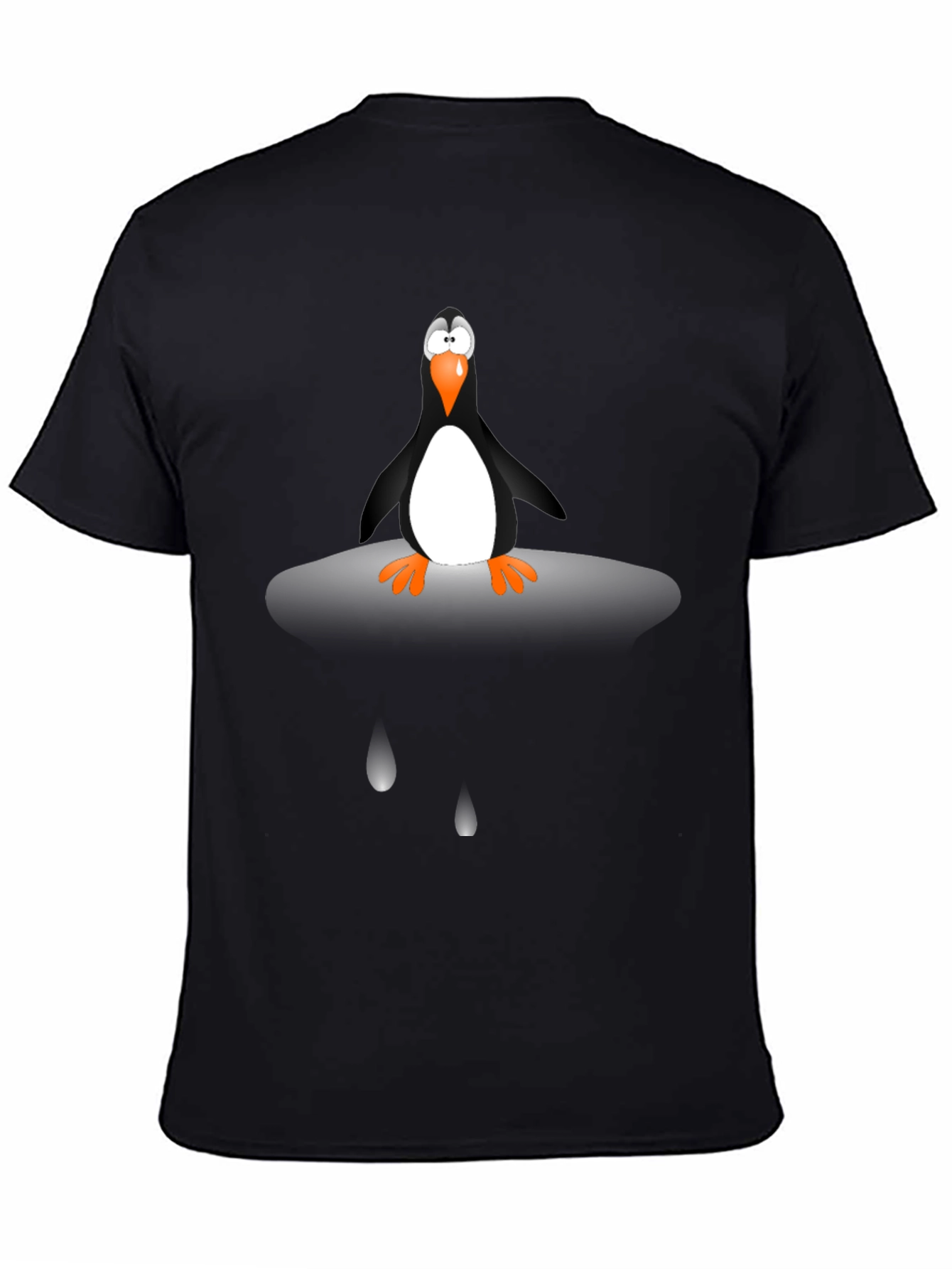 Penguin Cartoon Graphic Tee - Unisex Black T-Shirt