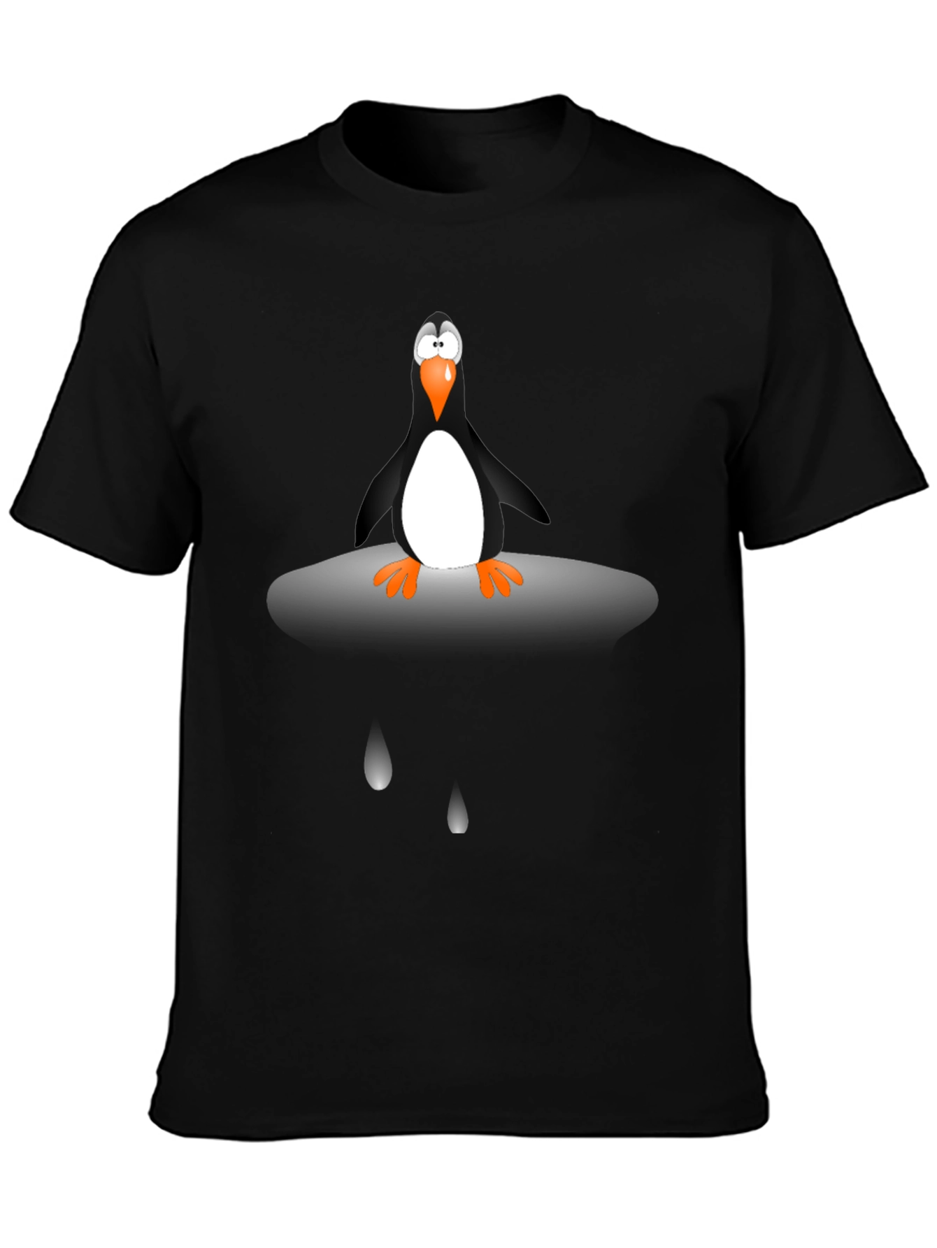 Penguin Cartoon Graphic Tee - Unisex Black T-Shirt