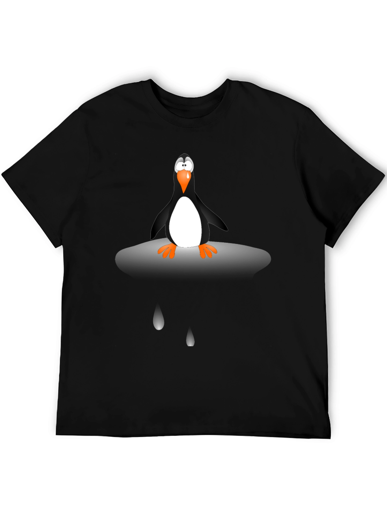 Penguin Cartoon Graphic Tee - Unisex Black T-Shirt