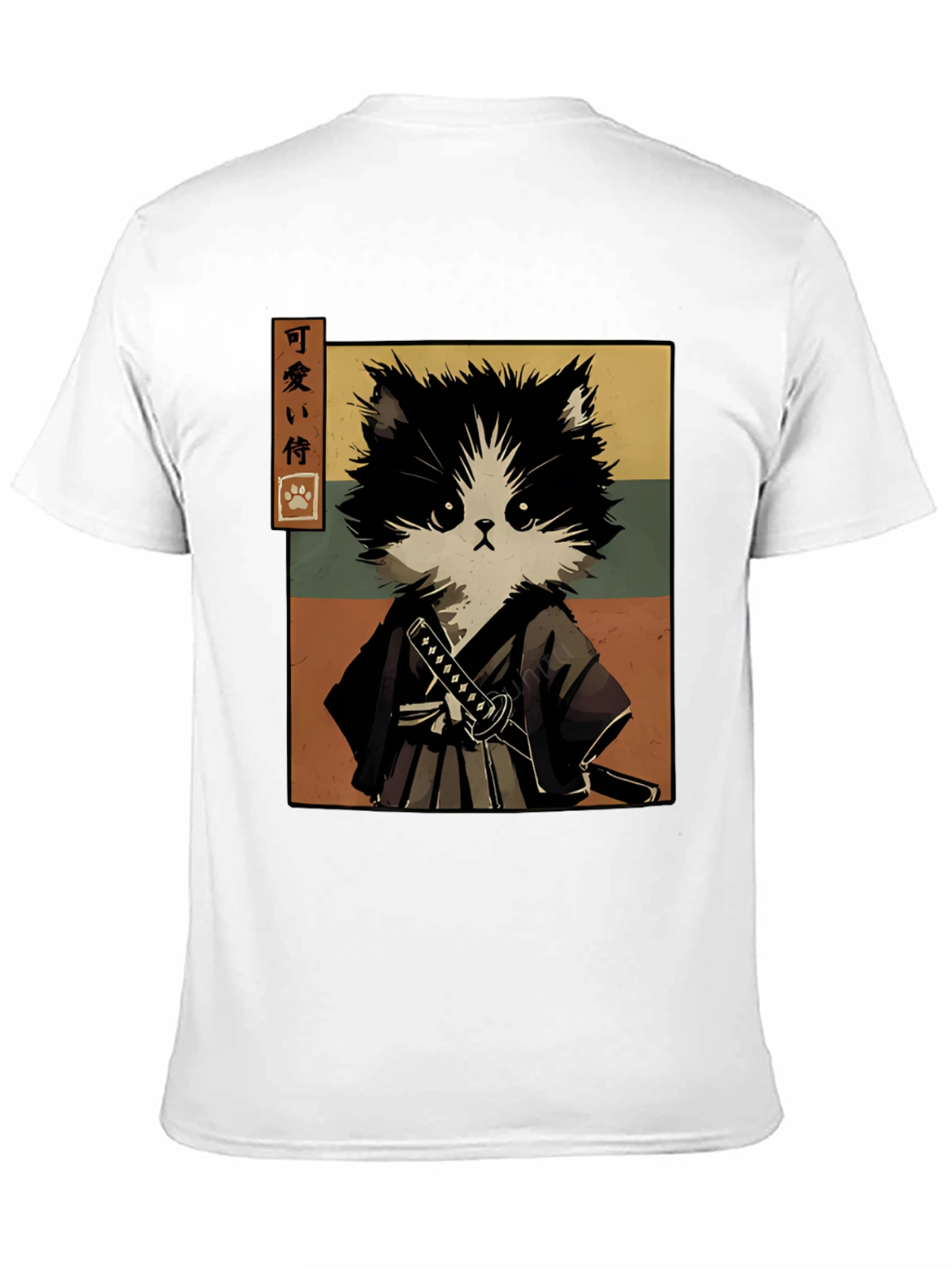 Samurai Cat T-Shirt - Black Graphic Tee