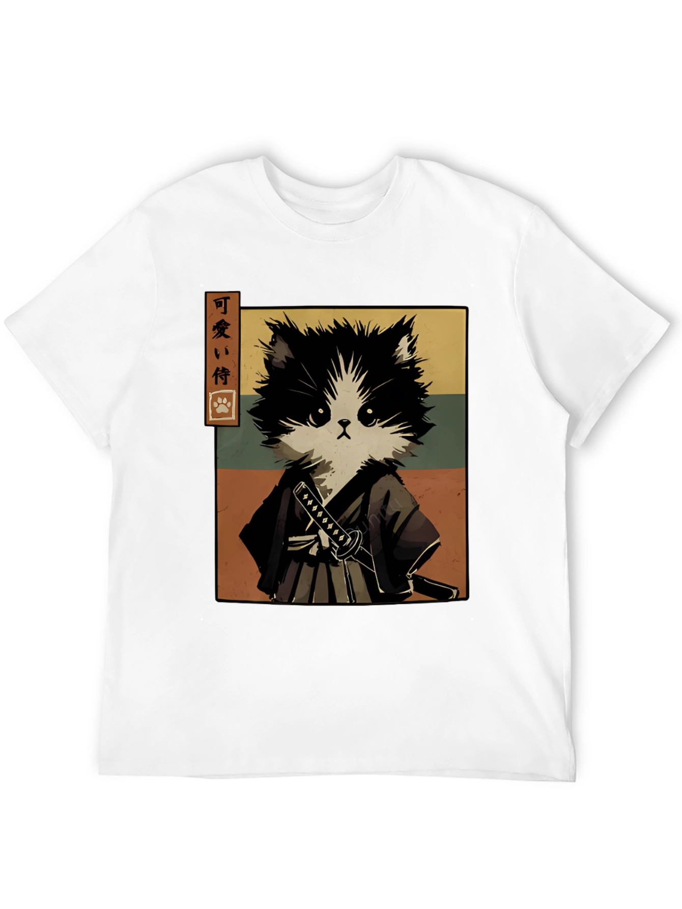 Samurai Cat T-Shirt - Black Graphic Tee