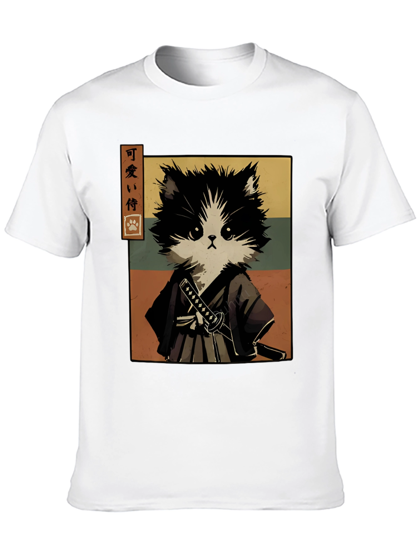 Samurai Cat T-Shirt - Black Graphic Tee