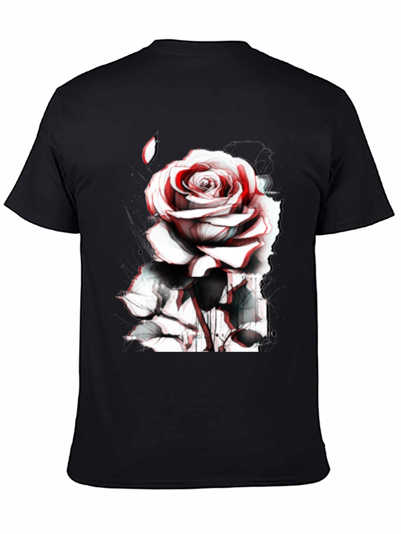 Rose Graphic Tee - Bold Black Cotton T-Shirt