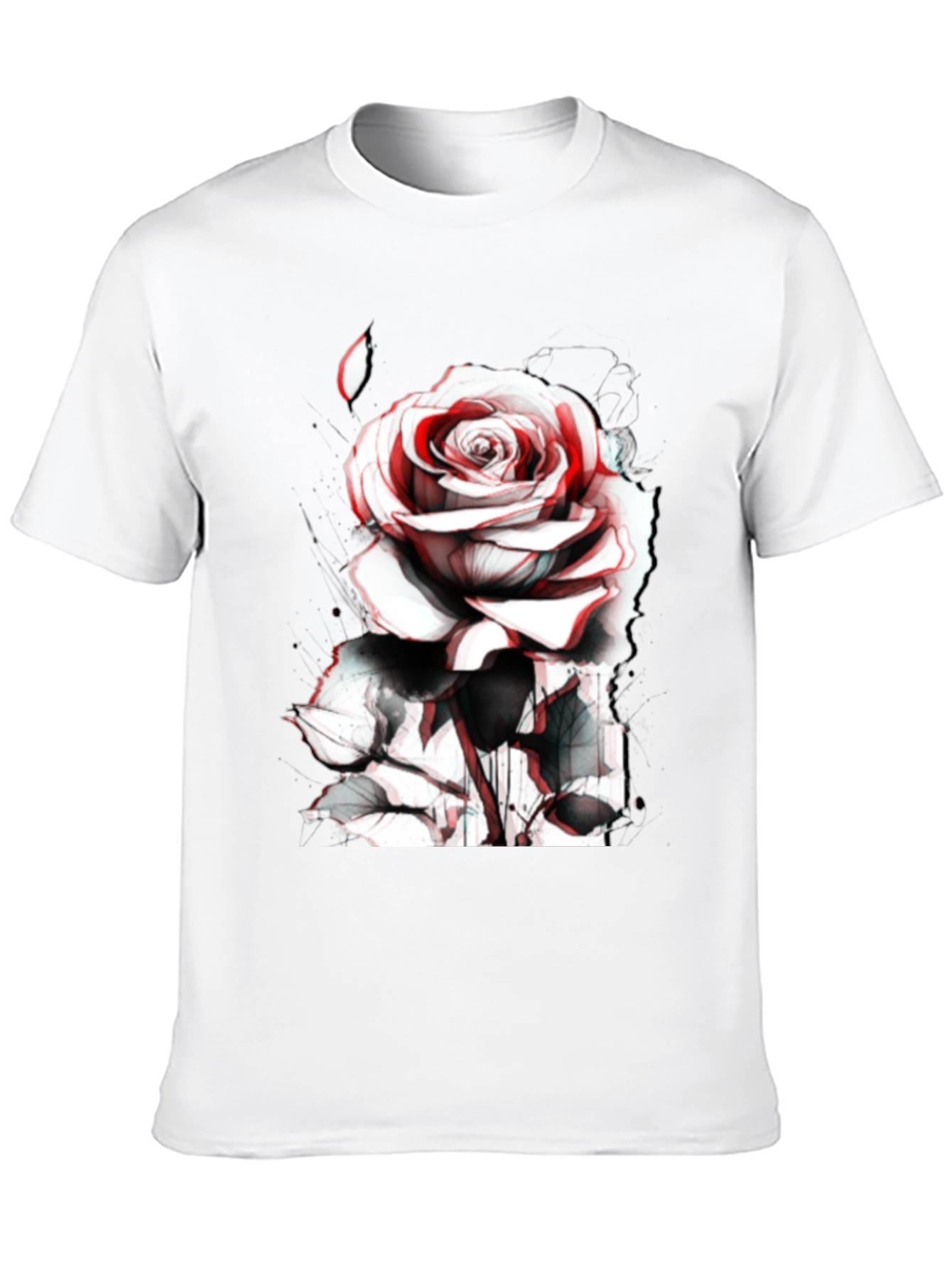 Rose Graphic Tee - Bold Black Cotton T-Shirt
