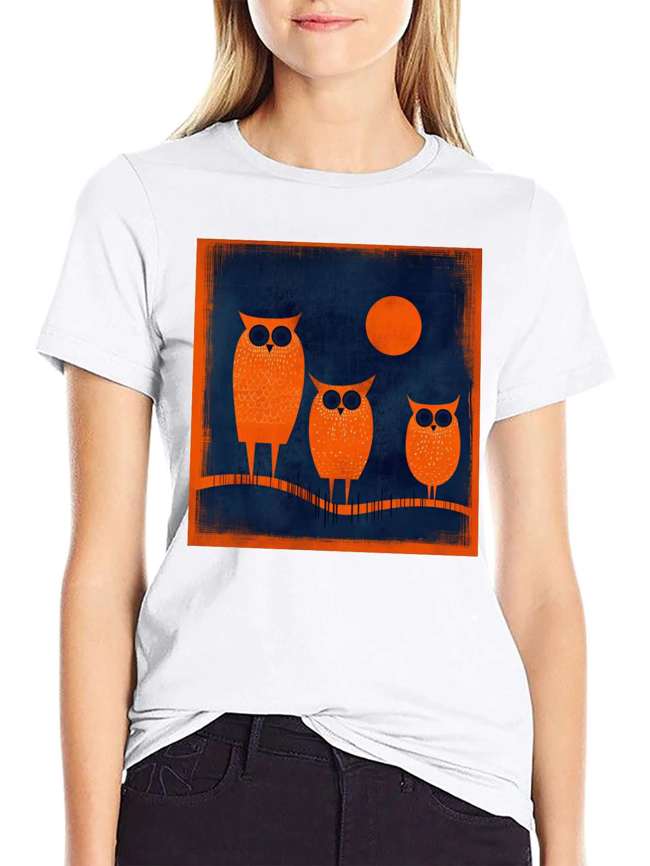 Owl Moon Graphic Tee - Stylish Mens Black T-Shirt