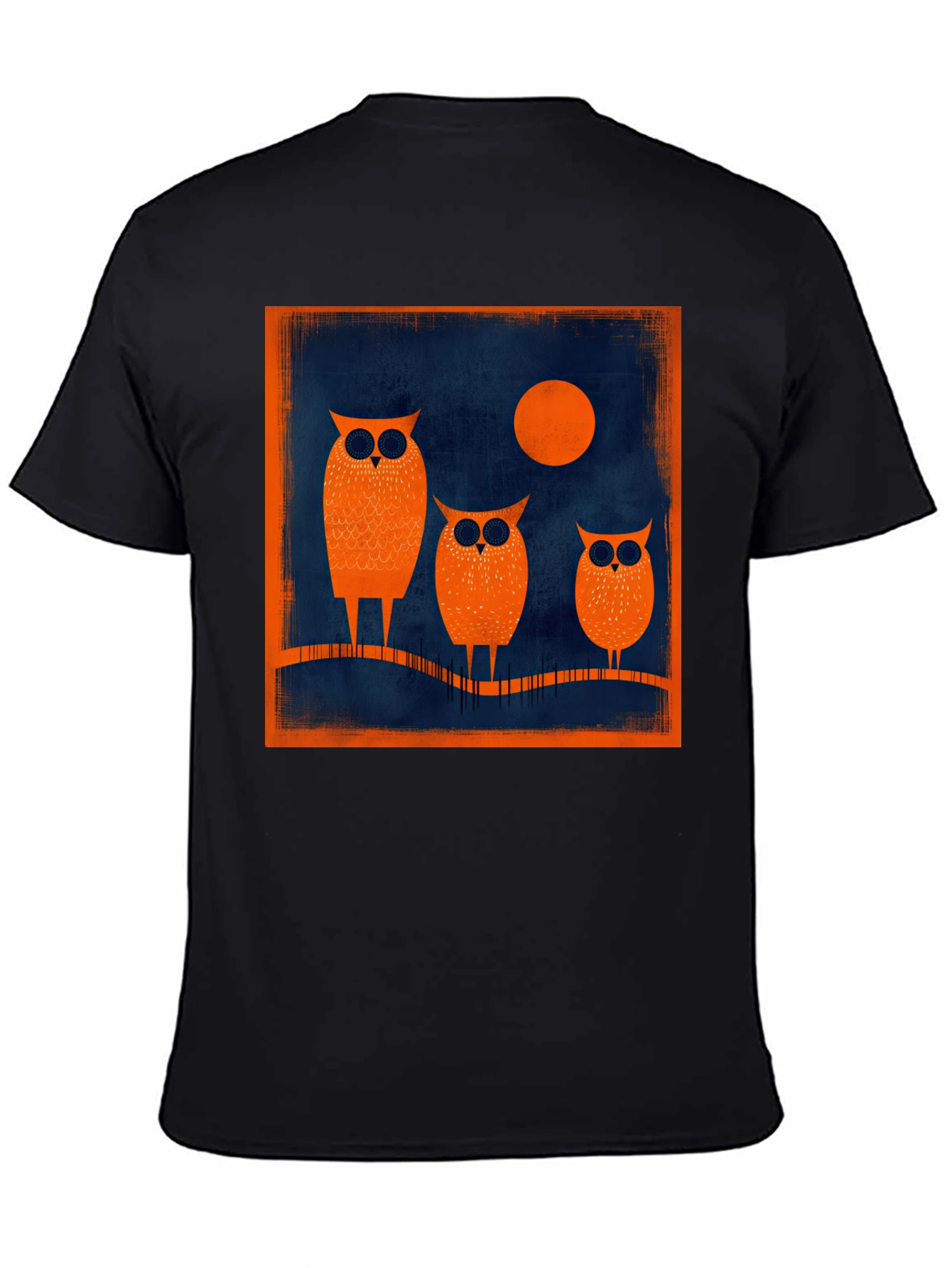 Owl Moon Graphic Tee - Stylish Mens Black T-Shirt