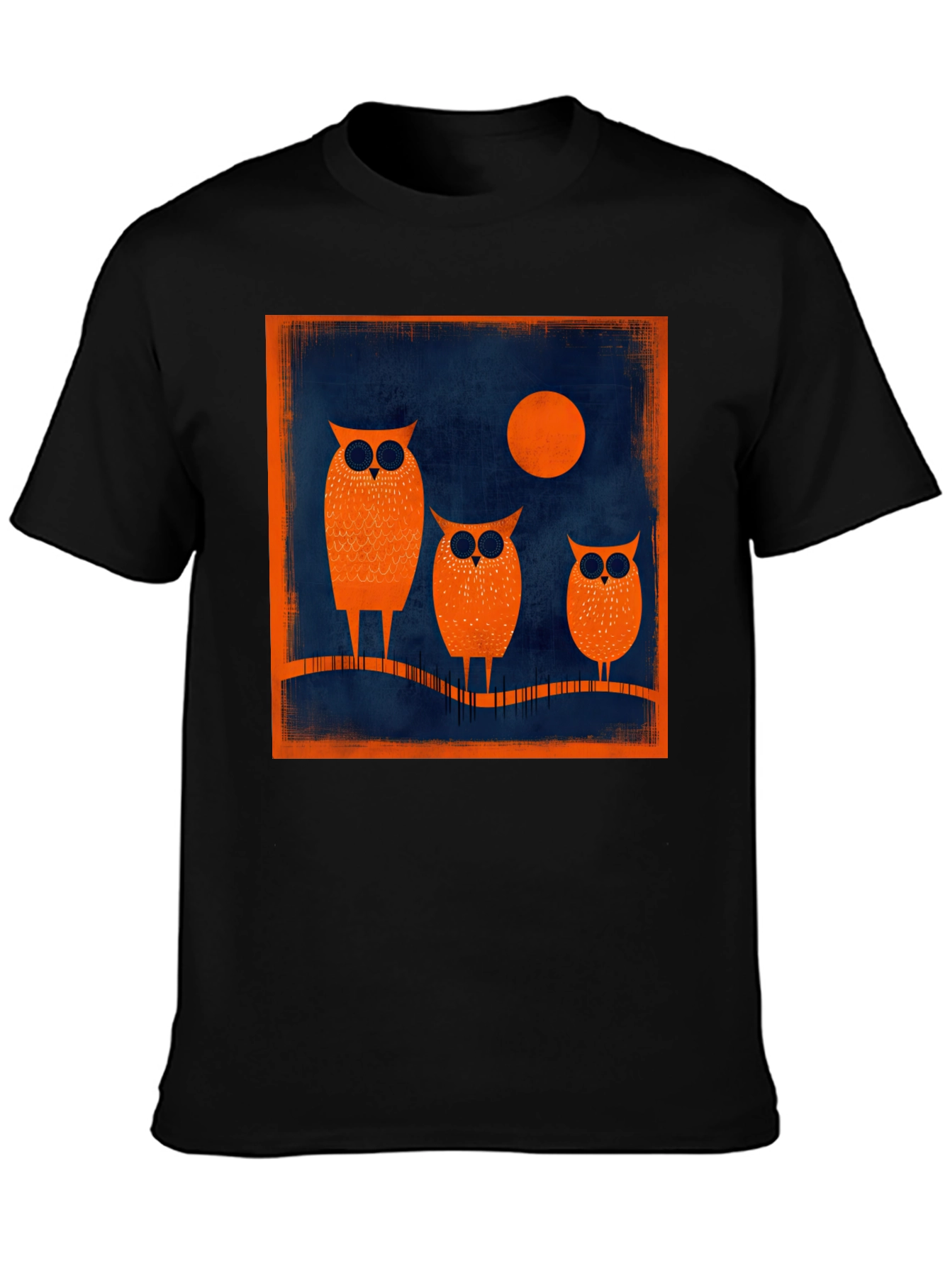 Owl Moon Graphic Tee - Stylish Mens Black T-Shirt