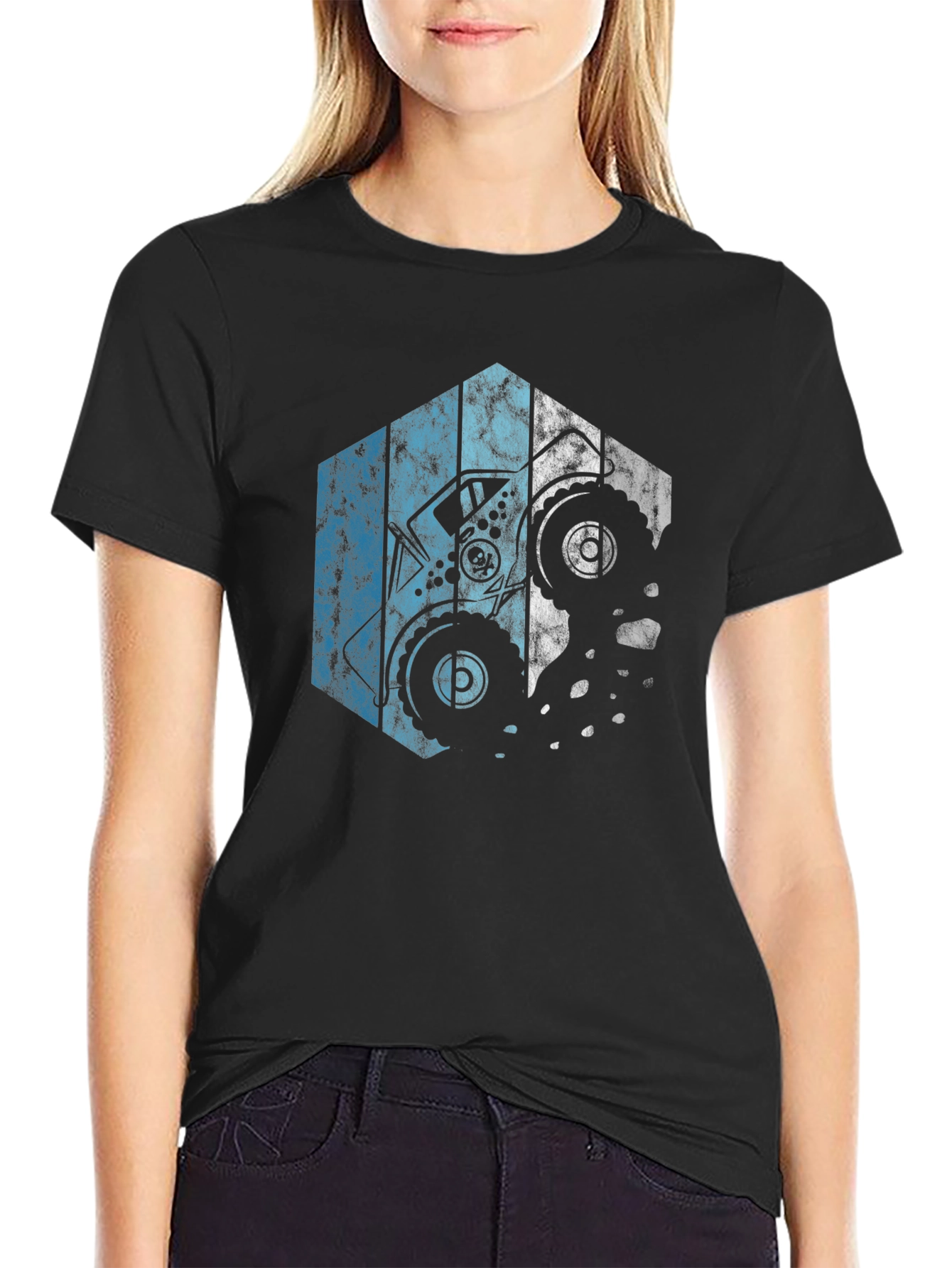 Monster Truck Hex Graphic Tee - Black Cotton