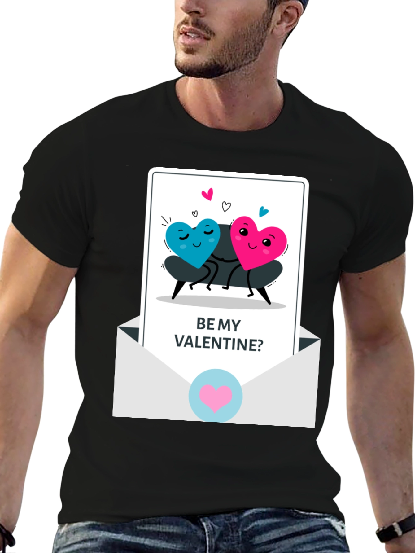 Be My Valentine Heart Couple Graphic T-Shirt