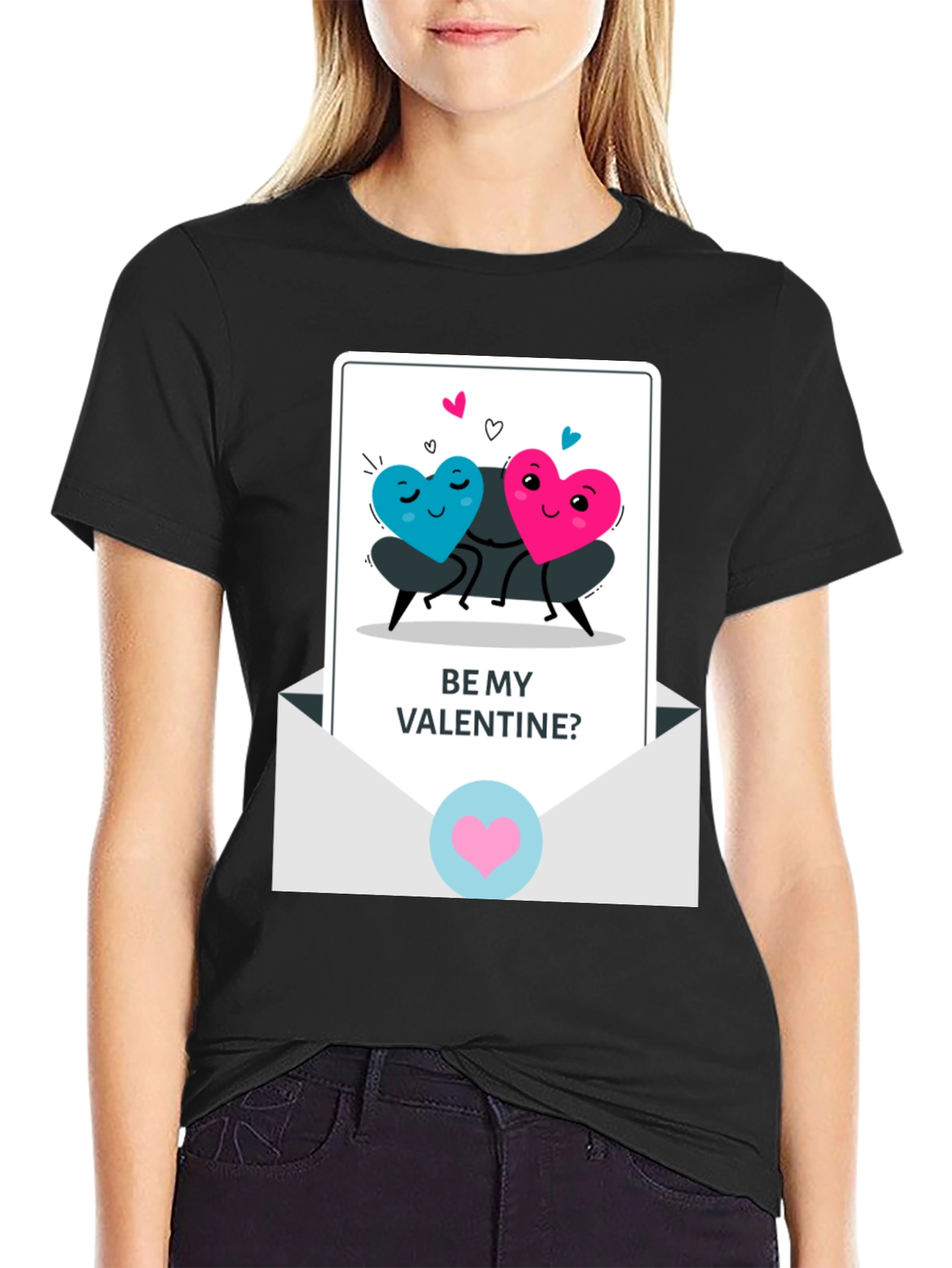Be My Valentine Heart Couple Graphic T-Shirt
