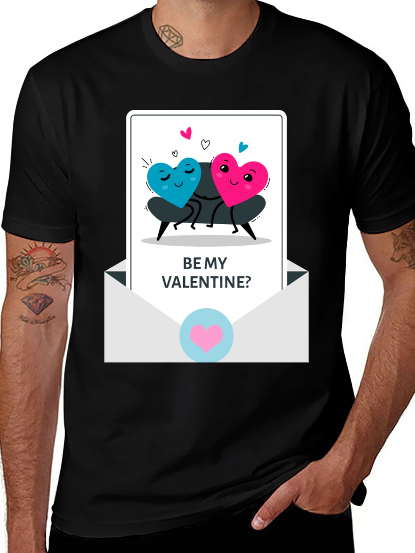 Be My Valentine Heart Couple Graphic T-Shirt