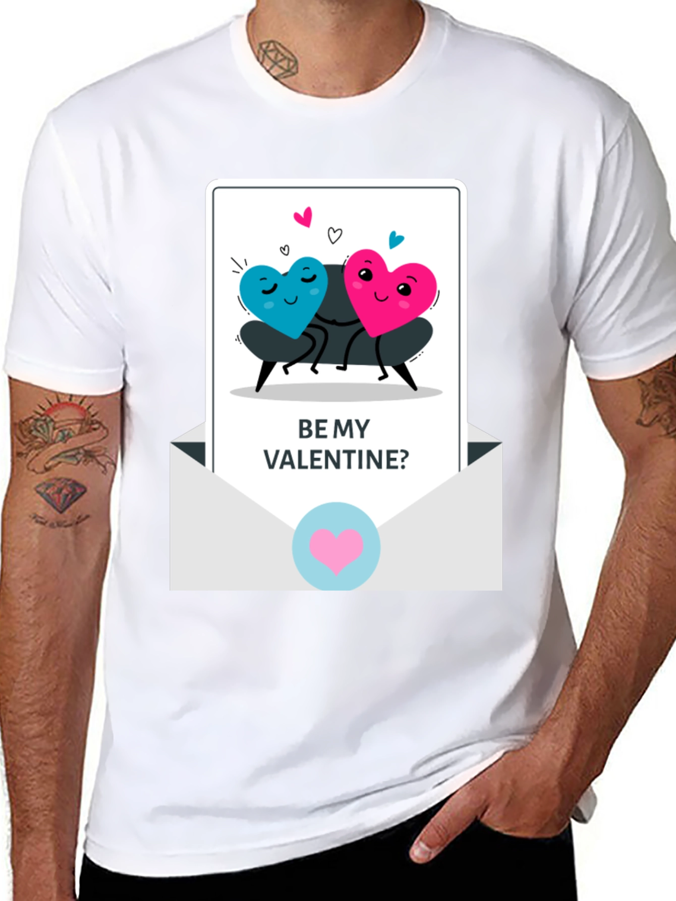 Be My Valentine Heart Couple Graphic T-Shirt