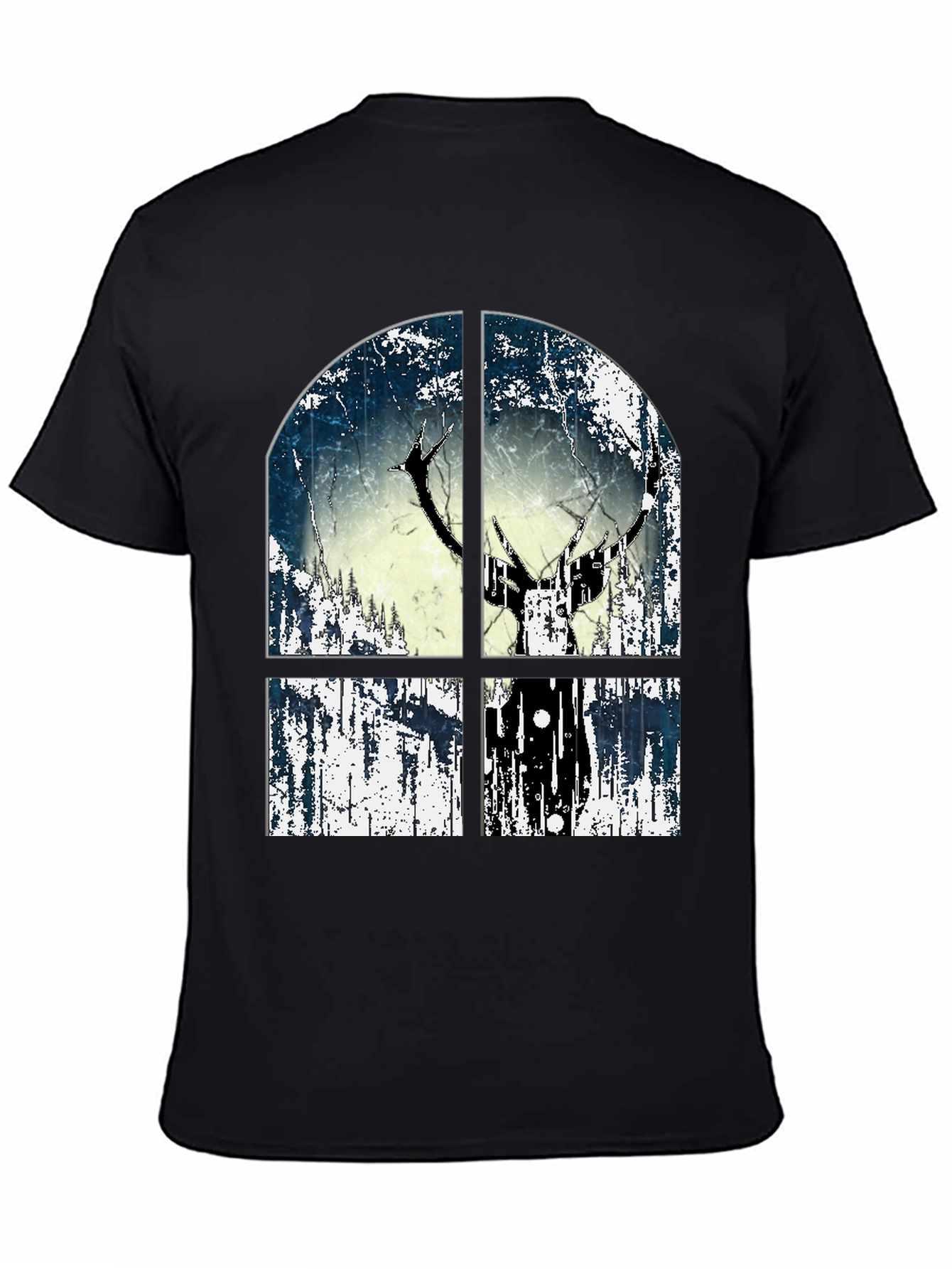 Rustic Window Deer Tee - Mens Graphic Print Shirt