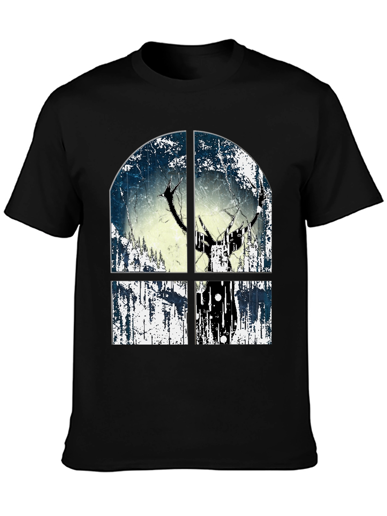 Rustic Window Deer Tee - Mens Graphic Print Shirt