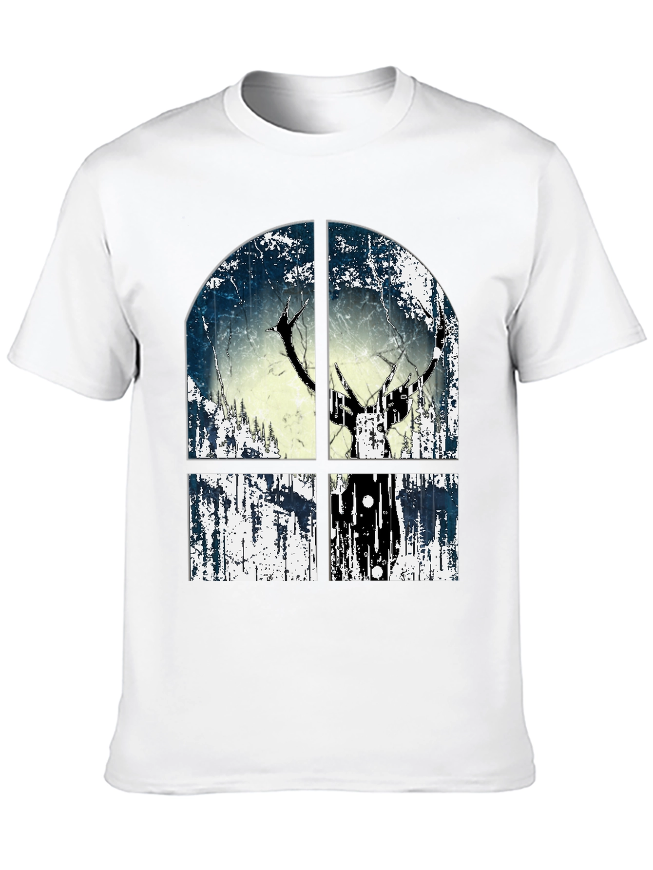 Rustic Window Deer Tee - Mens Graphic Print Shirt