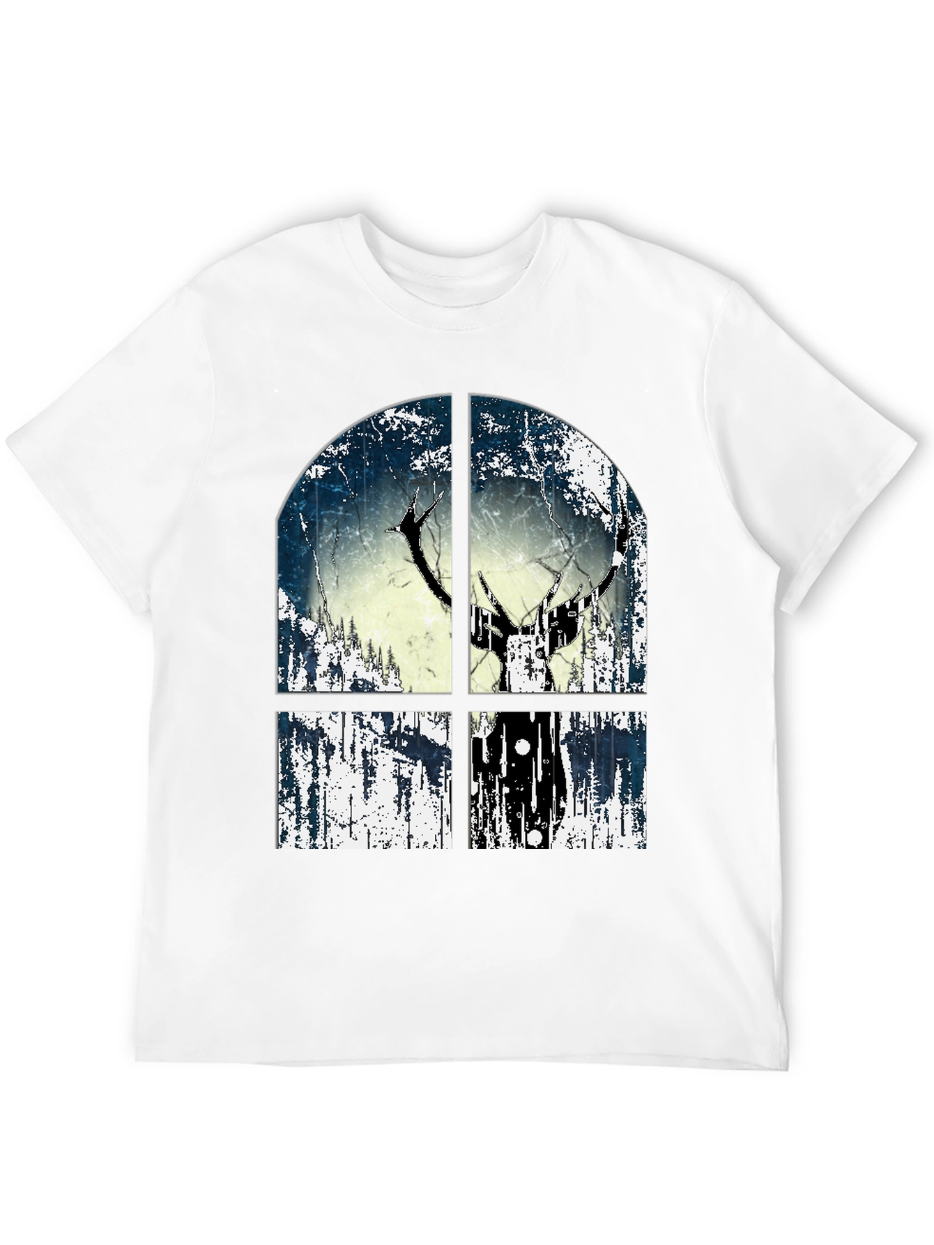 Rustic Window Deer Tee - Mens Graphic Print Shirt