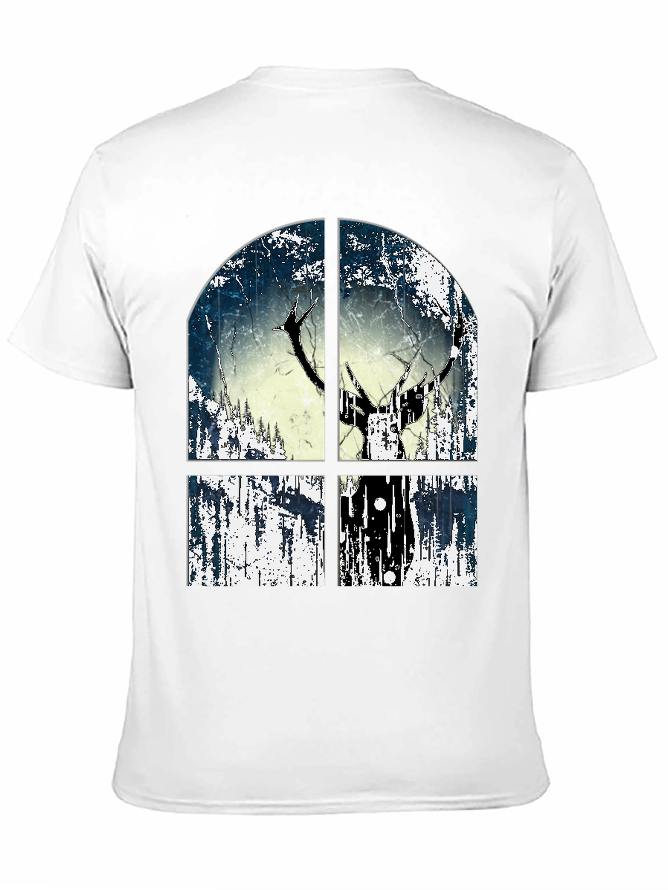 Rustic Window Deer Tee - Mens Graphic Print Shirt