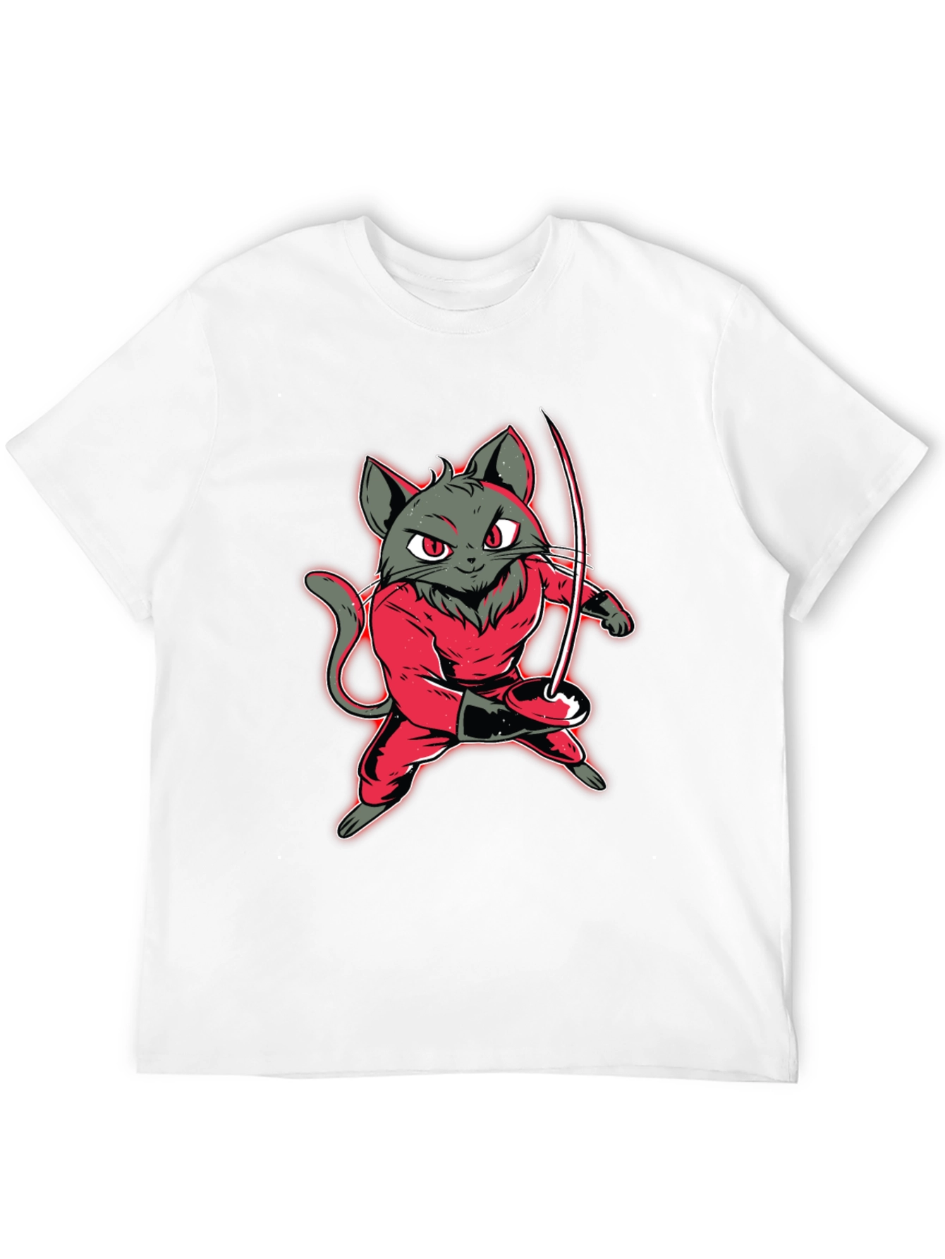 Fencing Cat Graphic Tee - Black T-Shirt