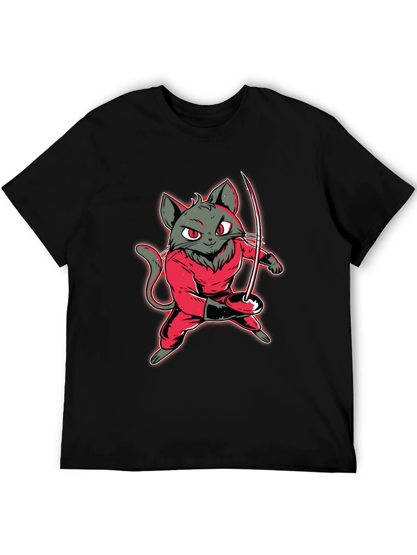 Fencing Cat Graphic Tee - Black T-Shirt