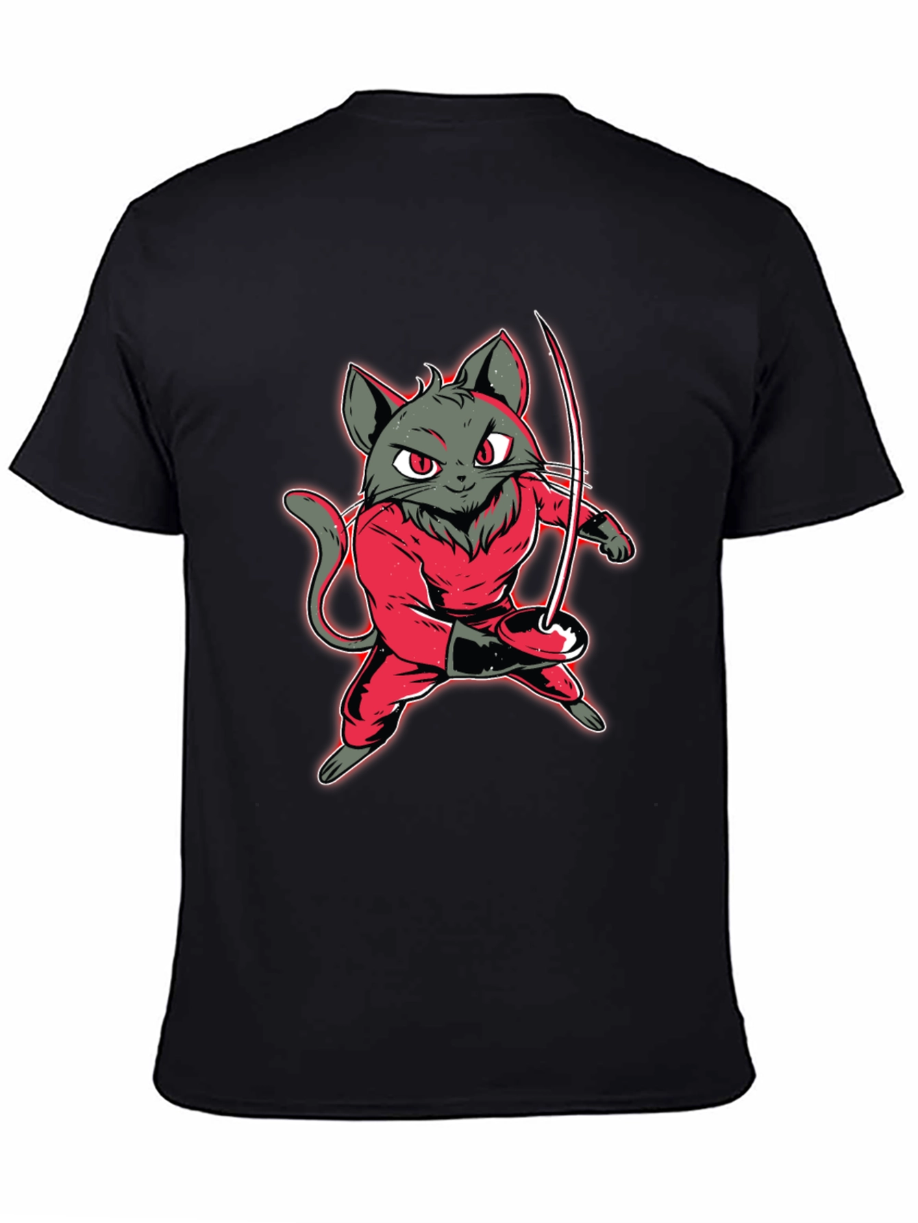 Fencing Cat Graphic Tee - Black T-Shirt