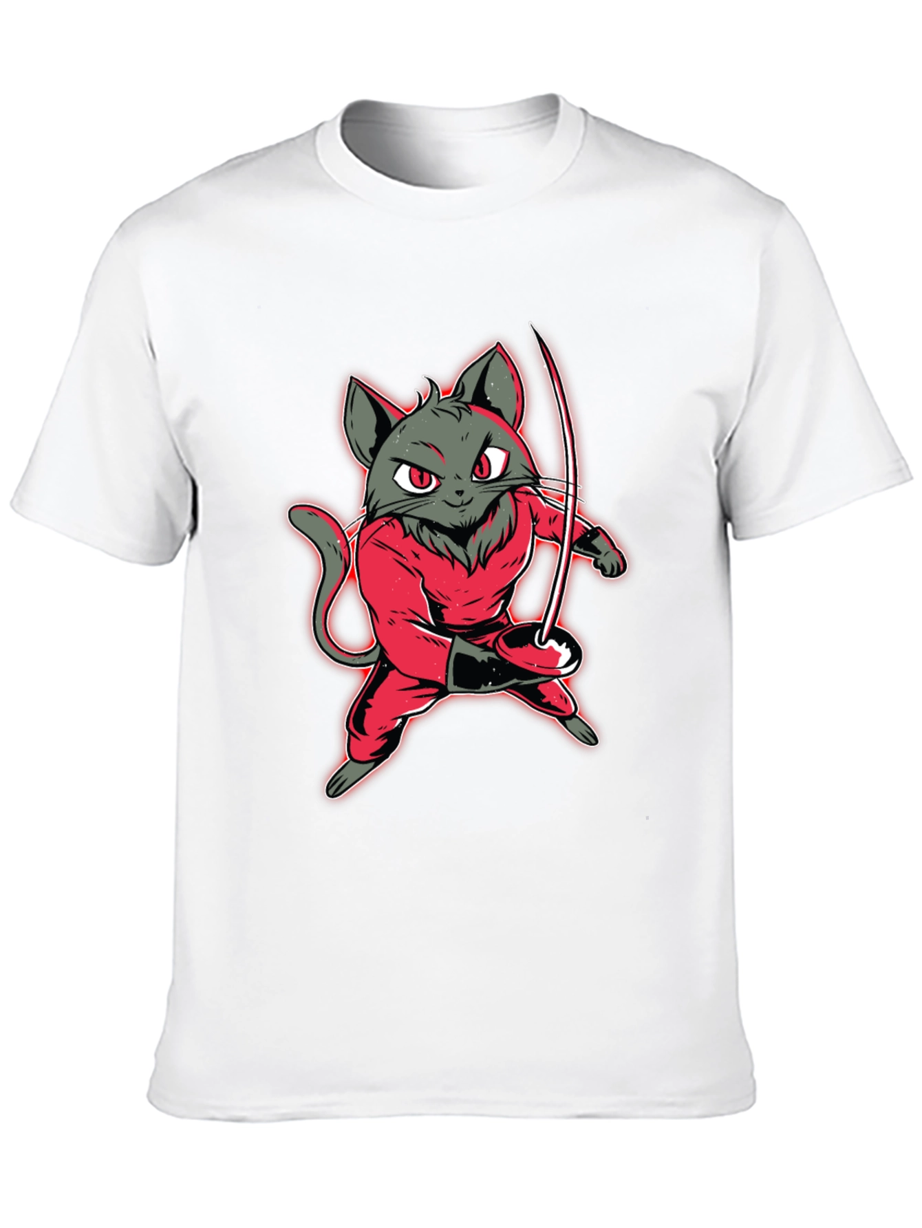 Fencing Cat Graphic Tee - Black T-Shirt