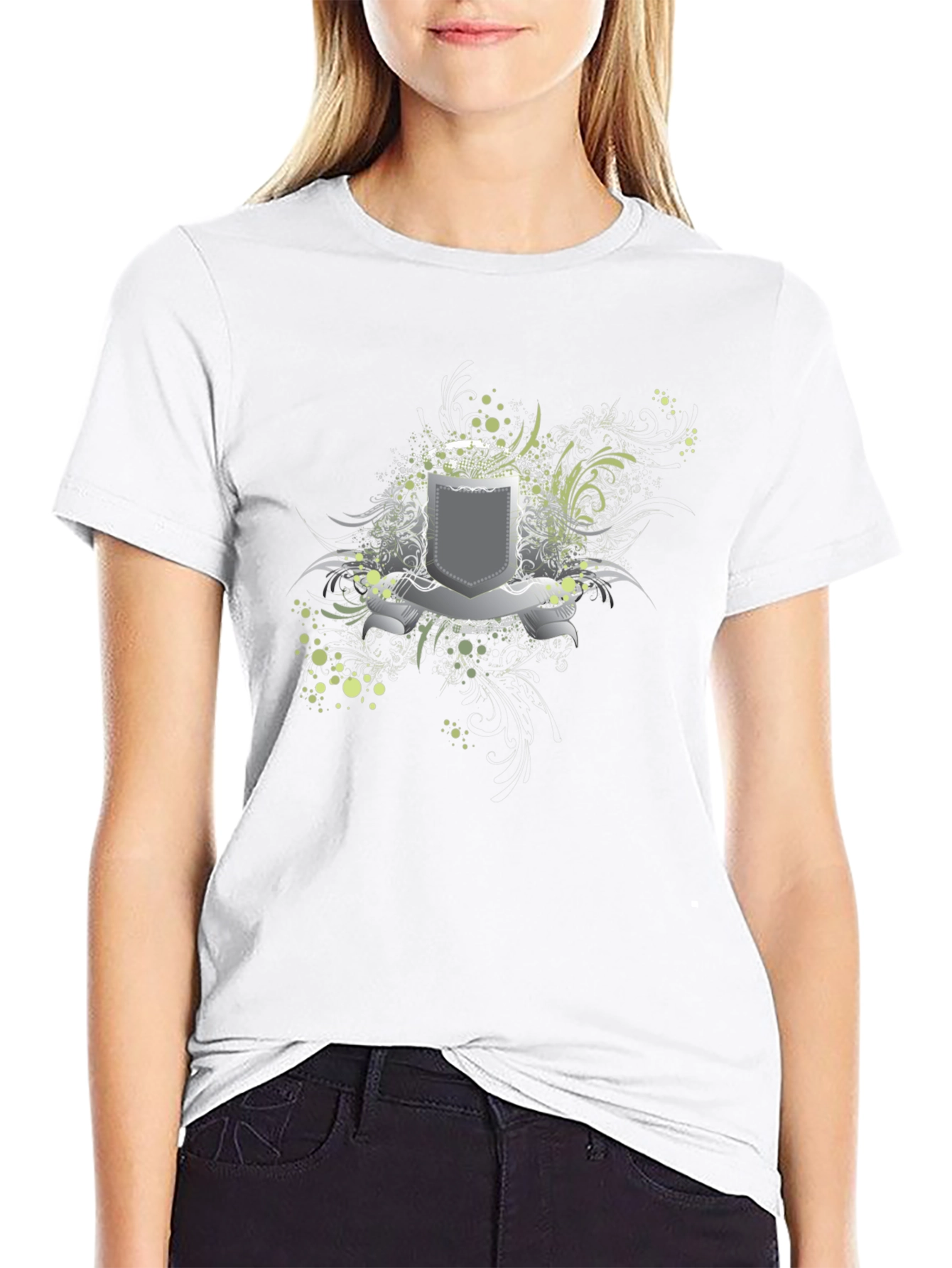 Graphic Tee: Shield Design Black T-Shirt