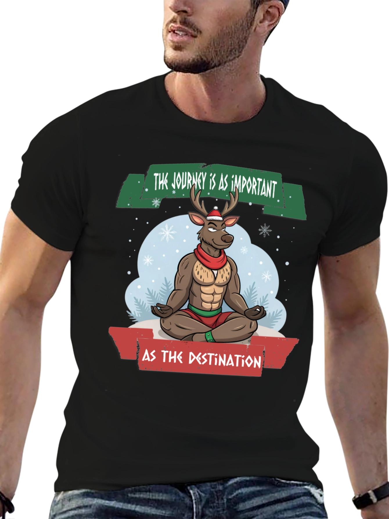 Meditating Reindeer Graphic T-Shirt