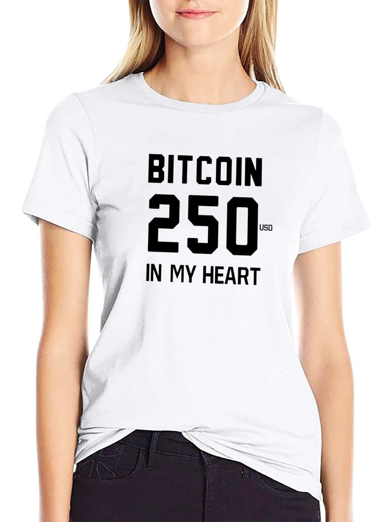 Bitcoin 250 USD In My Heart Black T-Shirt