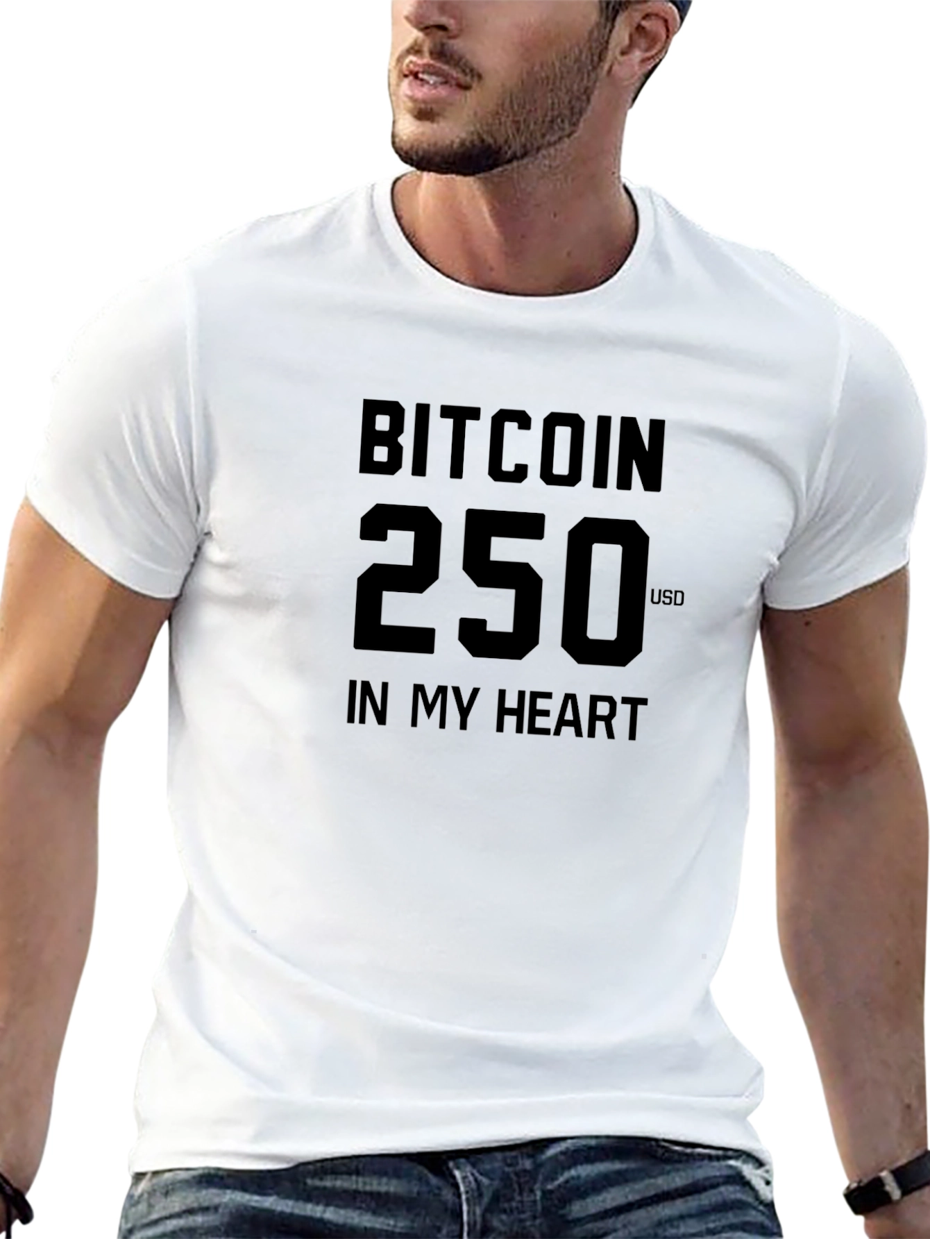 Bitcoin 250 USD In My Heart Black T-Shirt