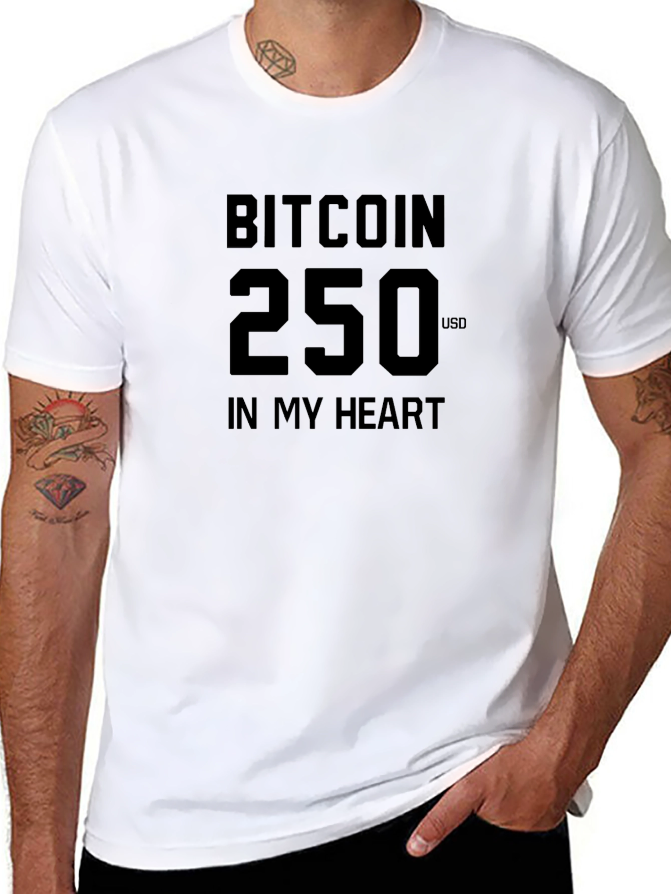 Bitcoin 250 USD In My Heart Black T-Shirt