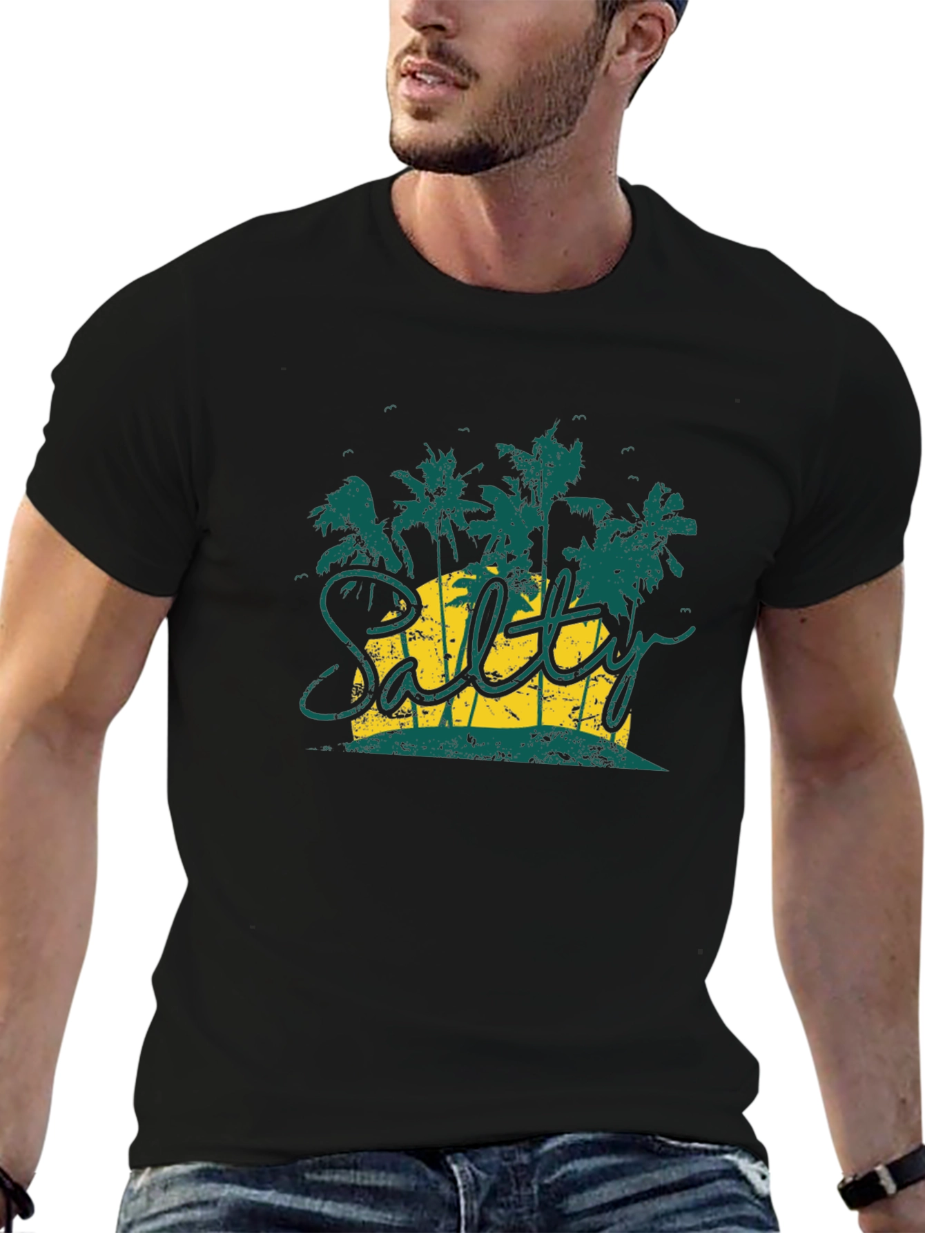 Salty Palm Tree Graphic T-Shirt