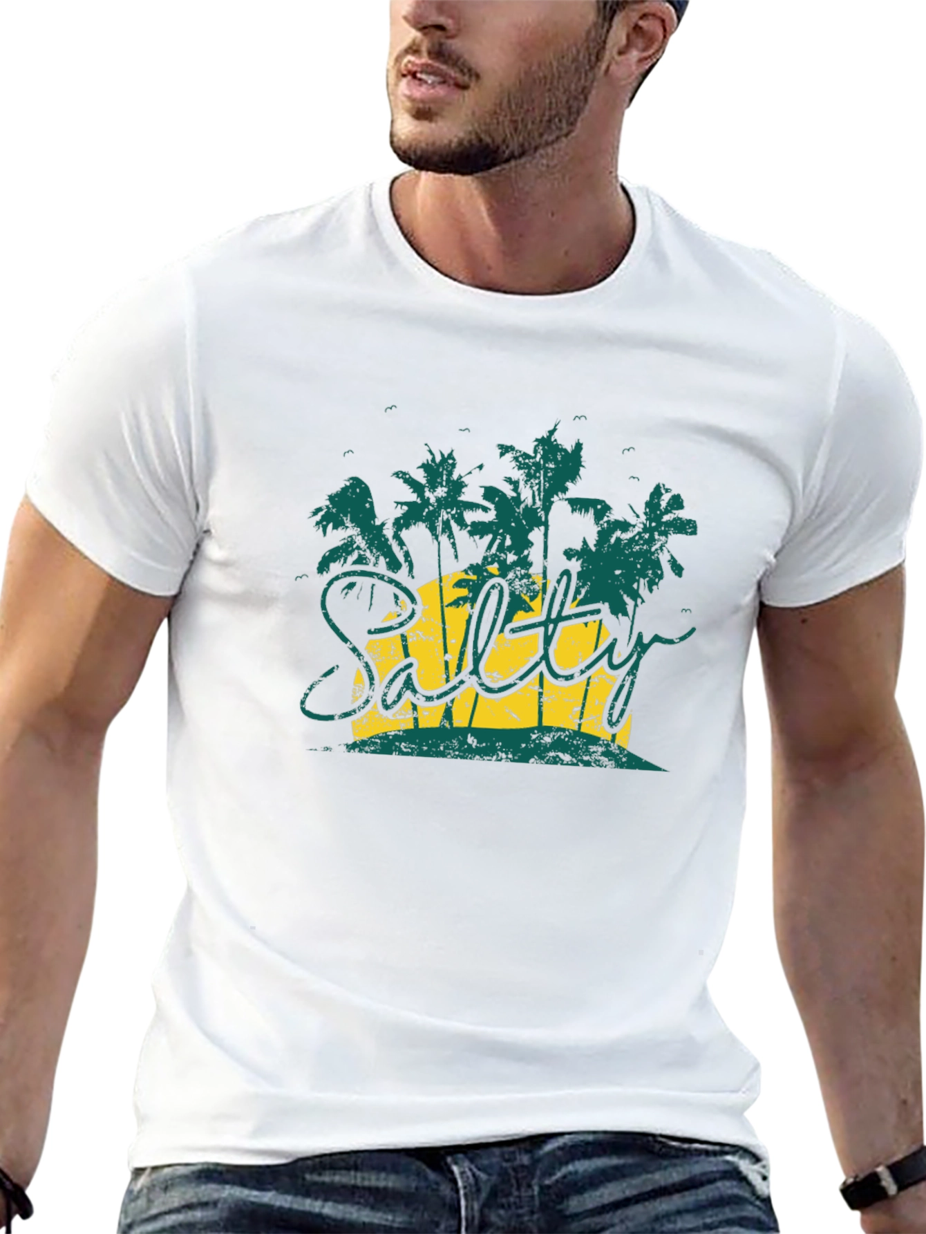 Salty Palm Tree Graphic T-Shirt