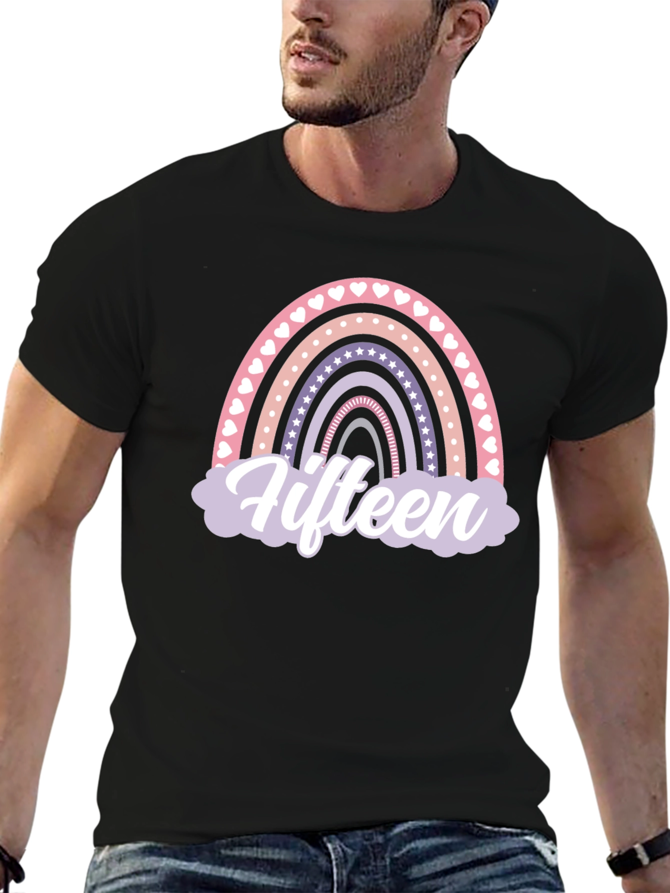 Fifteen Rainbow Graphic T-Shirt - Birthday Party Tee