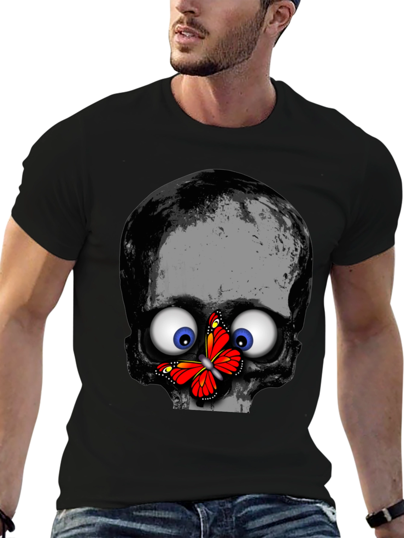 Skull & Butterfly Graphic Print Tee