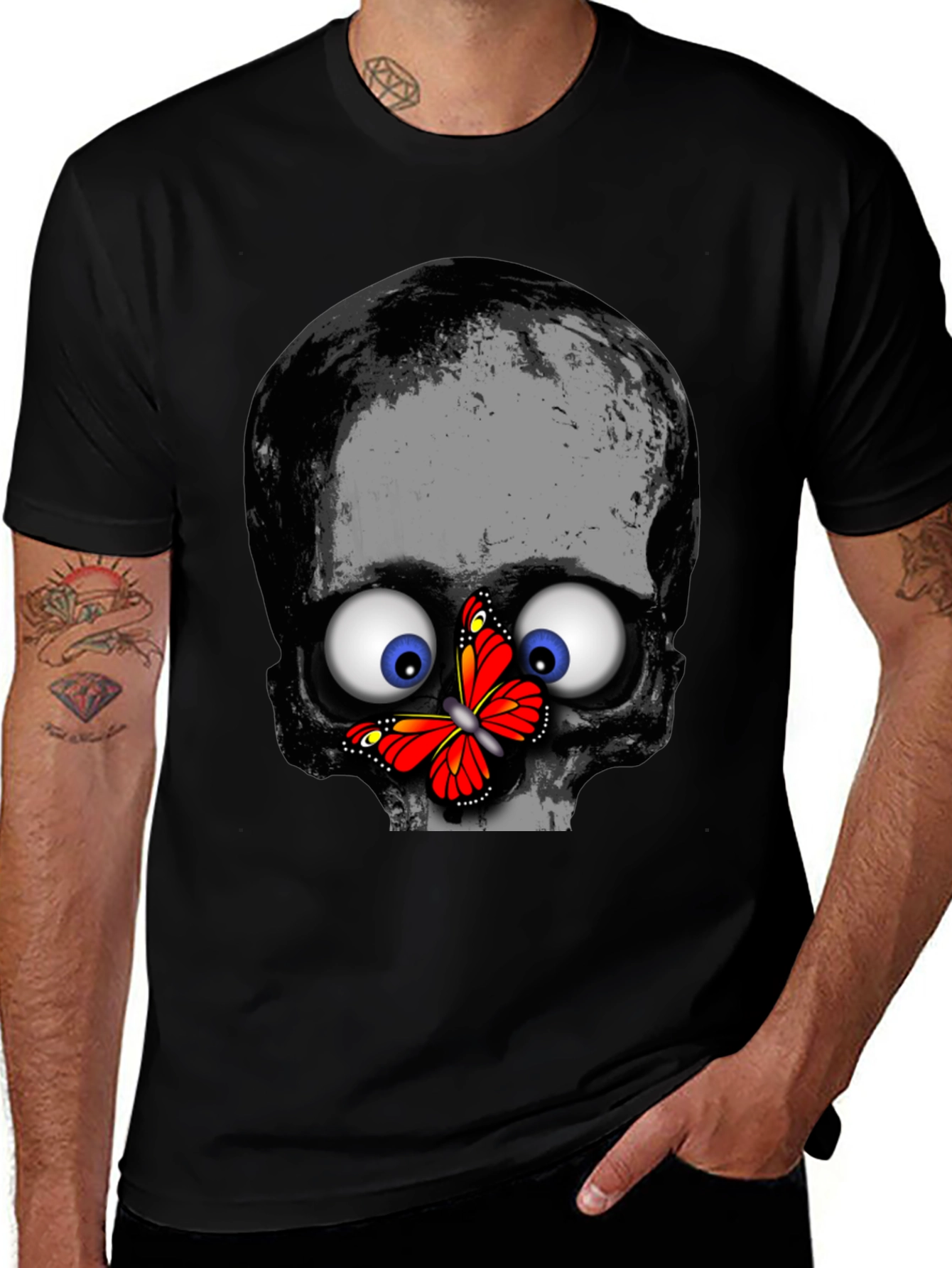 Skull & Butterfly Graphic Print Tee