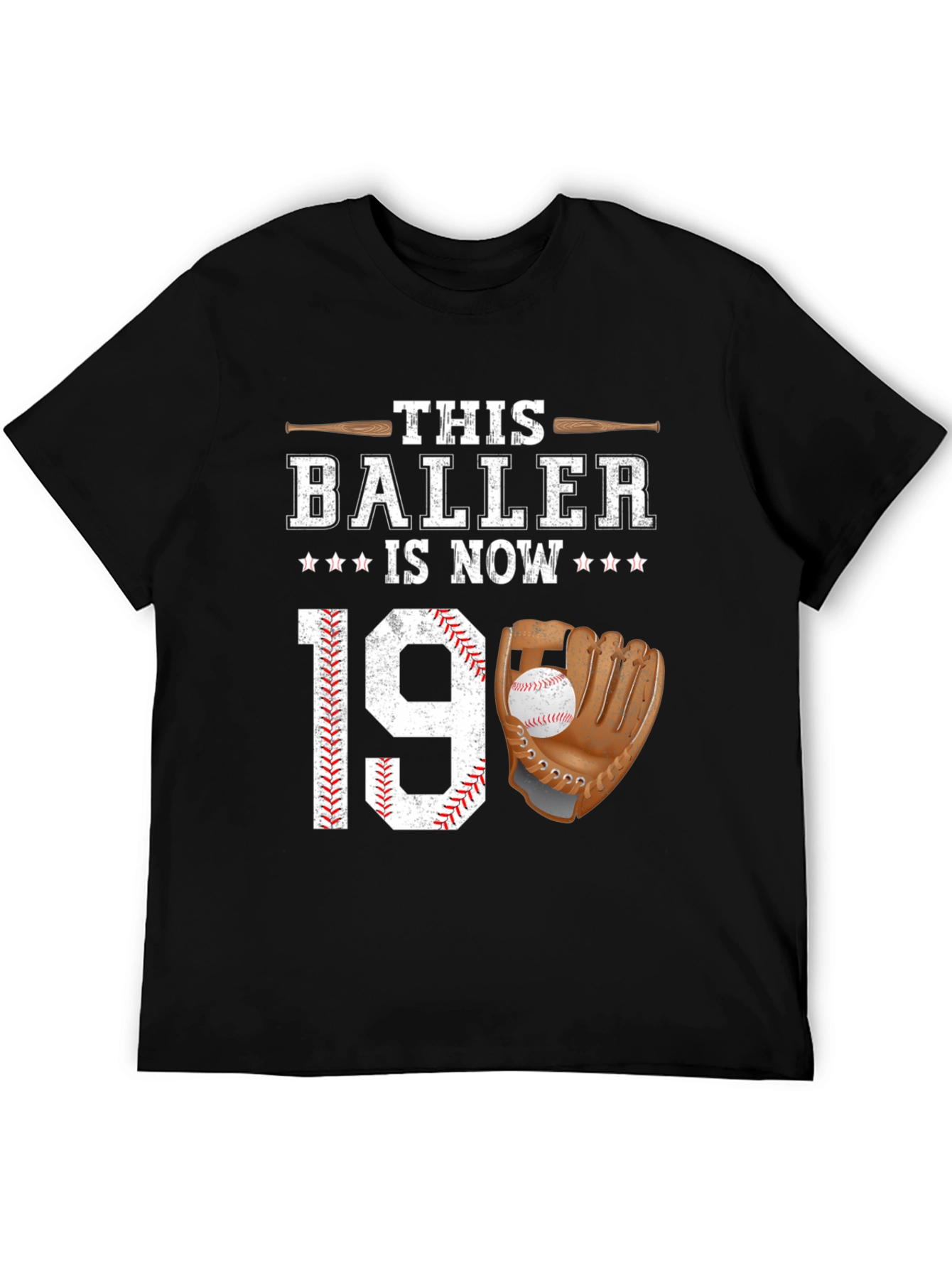 Baller 19th Birthday T-Shirt Baseball Lover
