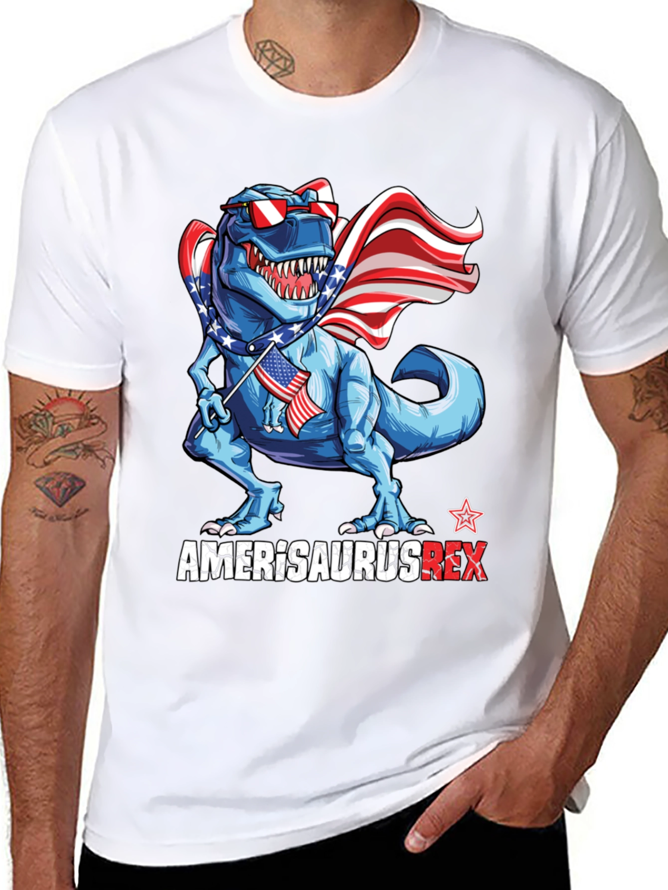 Amerisaurus Rex Patriotic Dinosaur T-Shirt