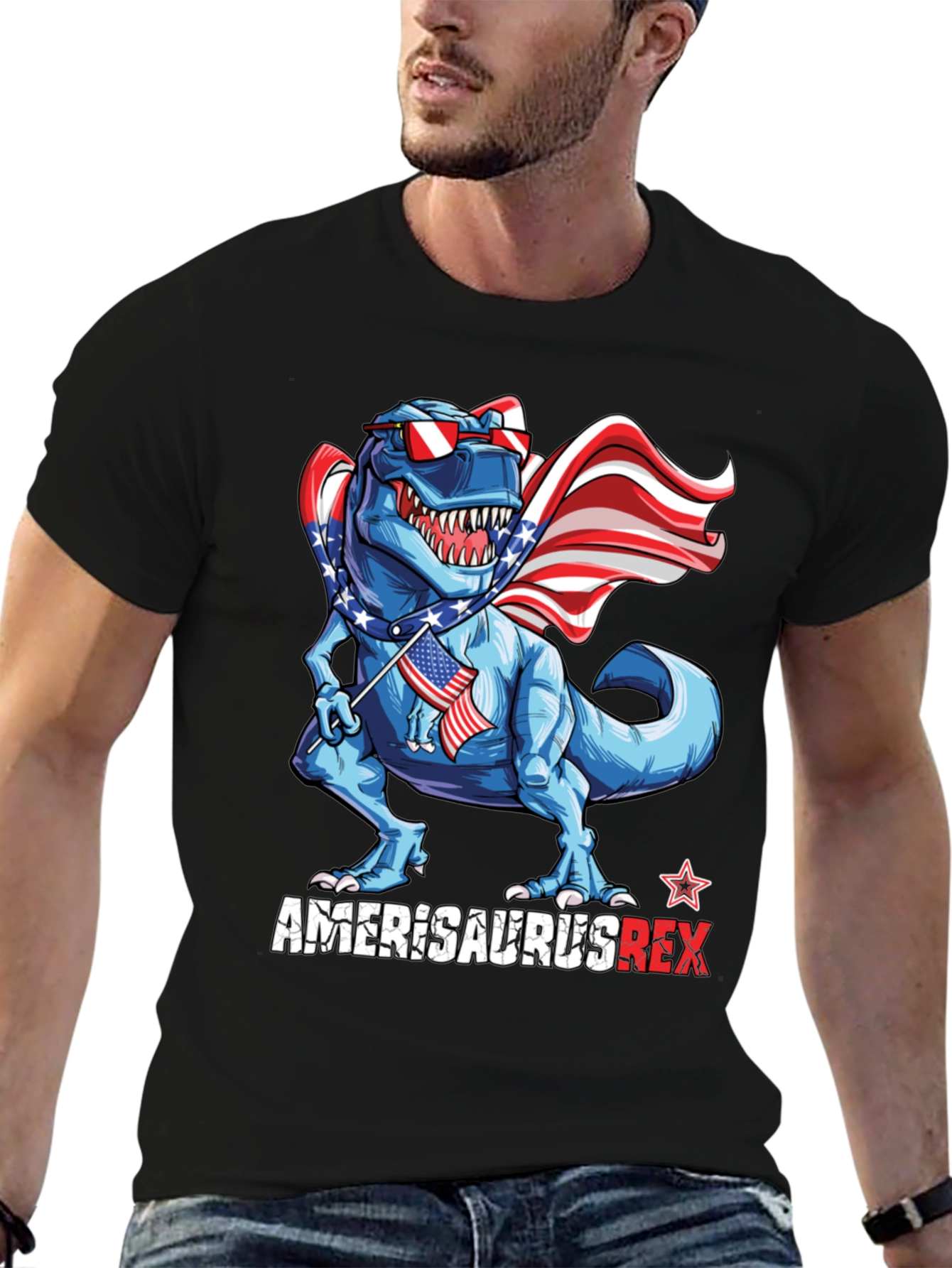 Amerisaurus Rex Patriotic Dinosaur T-Shirt