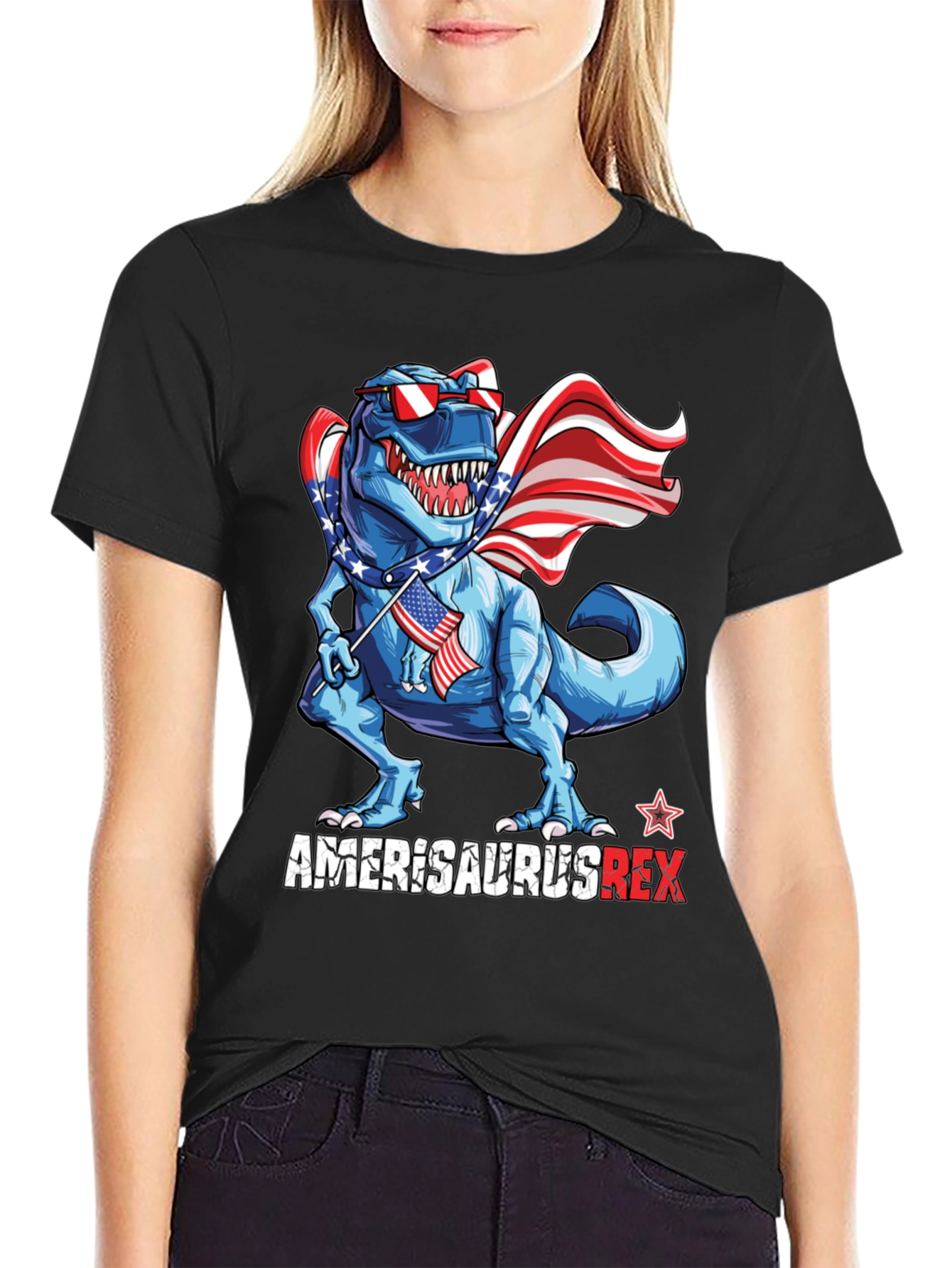 Amerisaurus Rex Patriotic Dinosaur T-Shirt