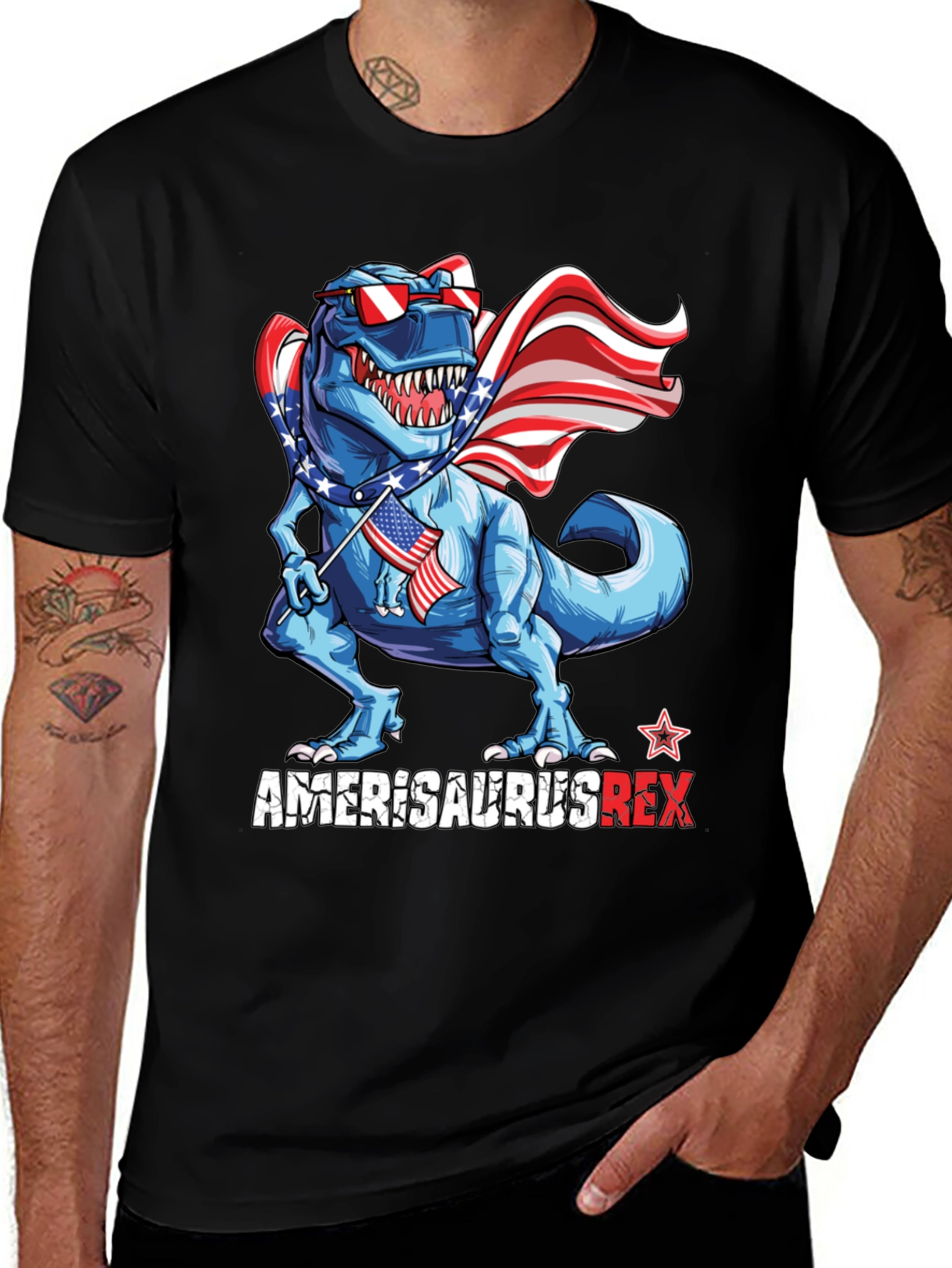 Amerisaurus Rex Patriotic Dinosaur T-Shirt