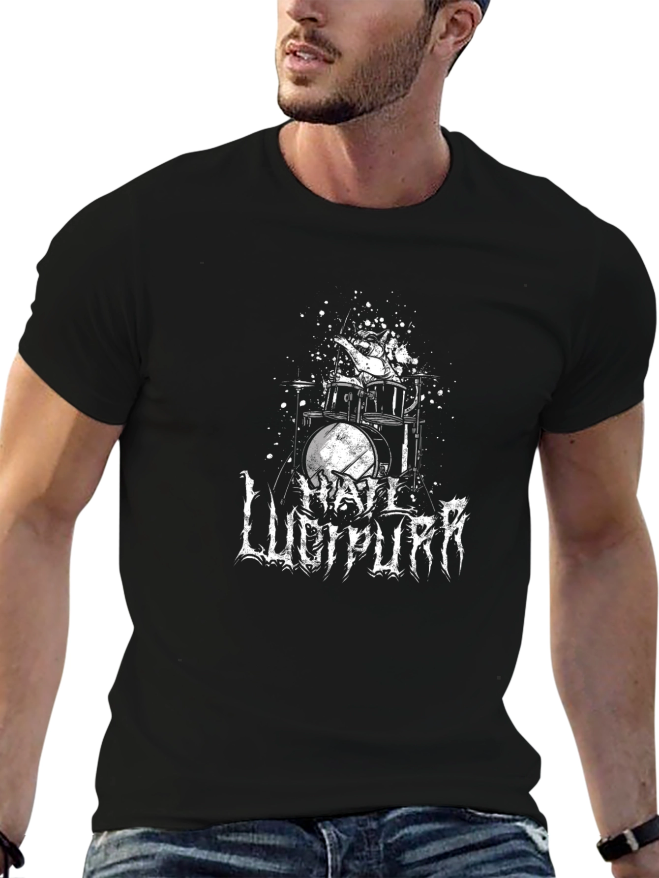 Hail Lucipurr Black Graphic T-Shirt