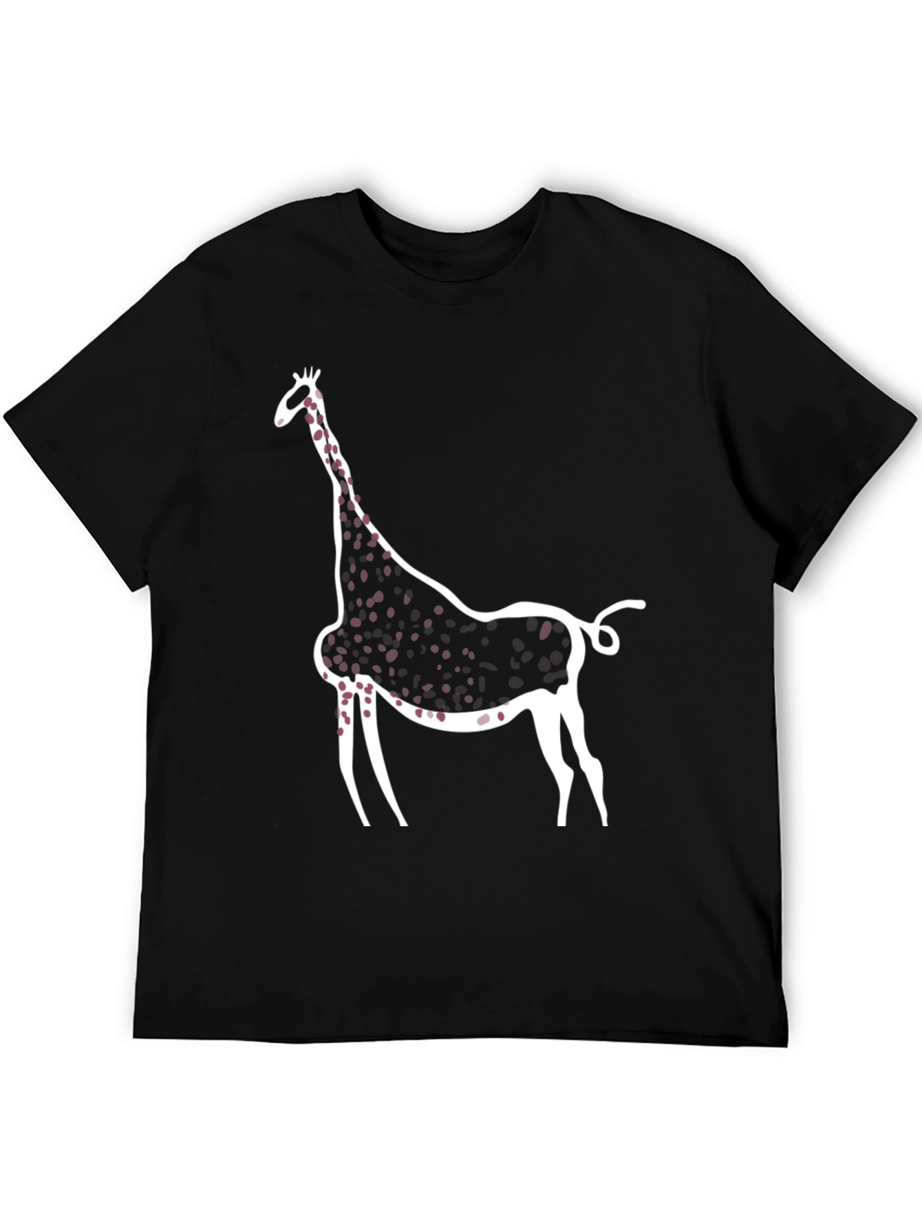 Abstract Giraffe Print Black T-Shirt